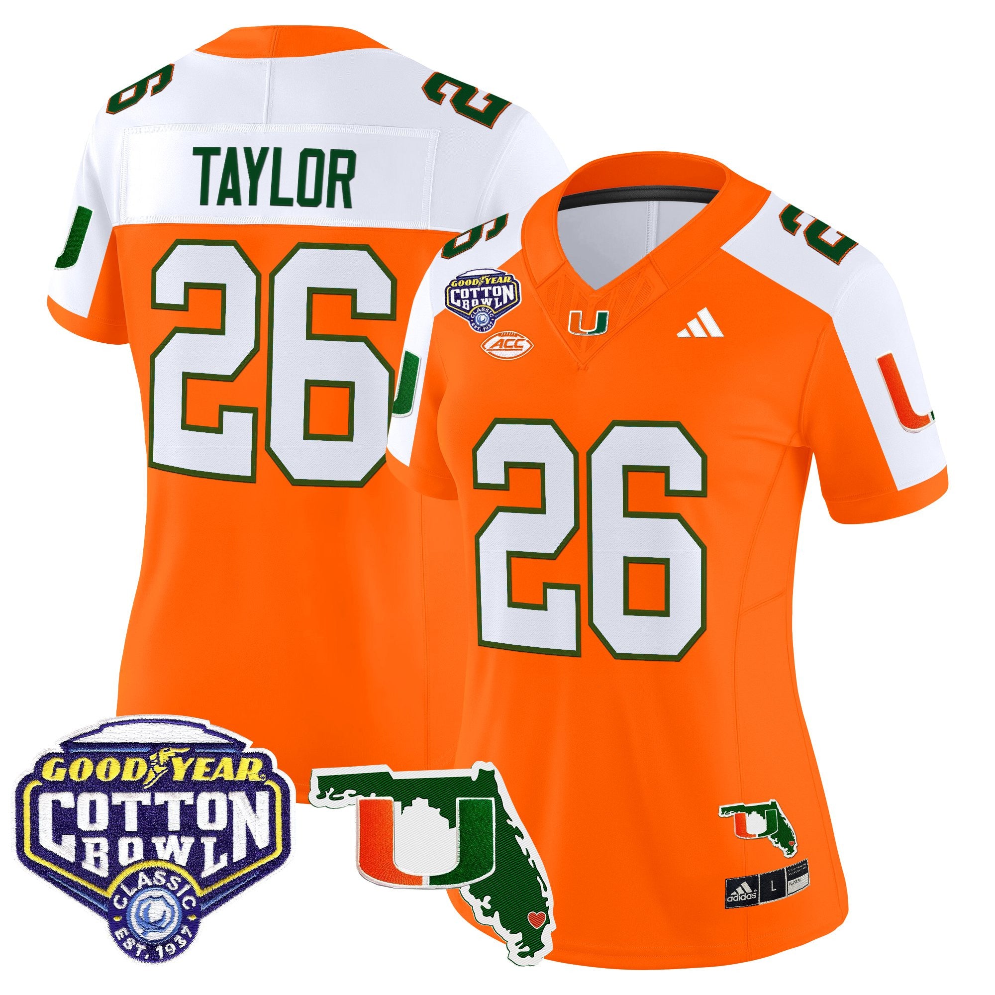 Women's Miami Hurricanes 2025 Cotton Bowl & Florida Patch Vapor Limited Jersey - All Stitched