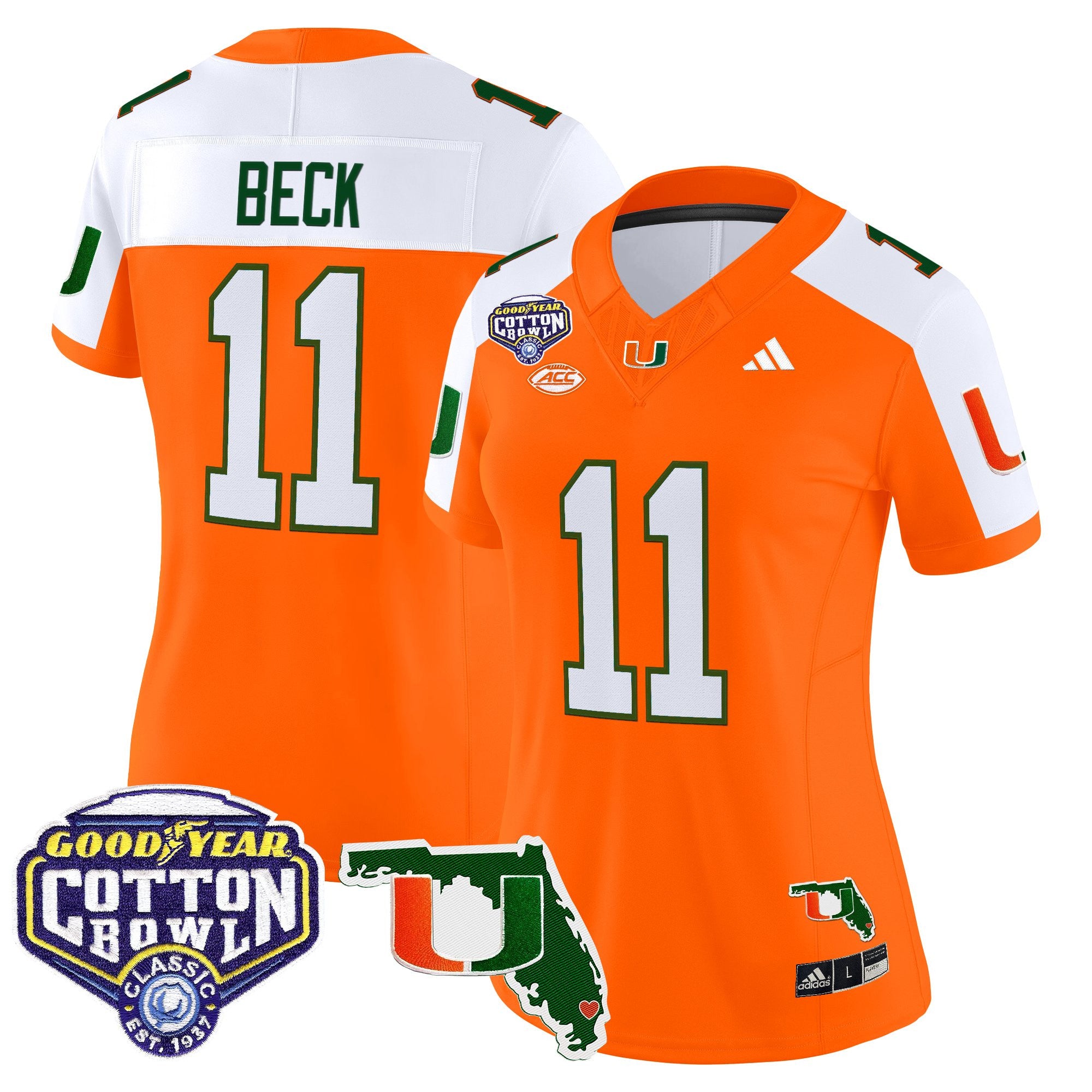 Women's Miami Hurricanes 2025 Cotton Bowl & Florida Patch Vapor Limited Jersey - All Stitched