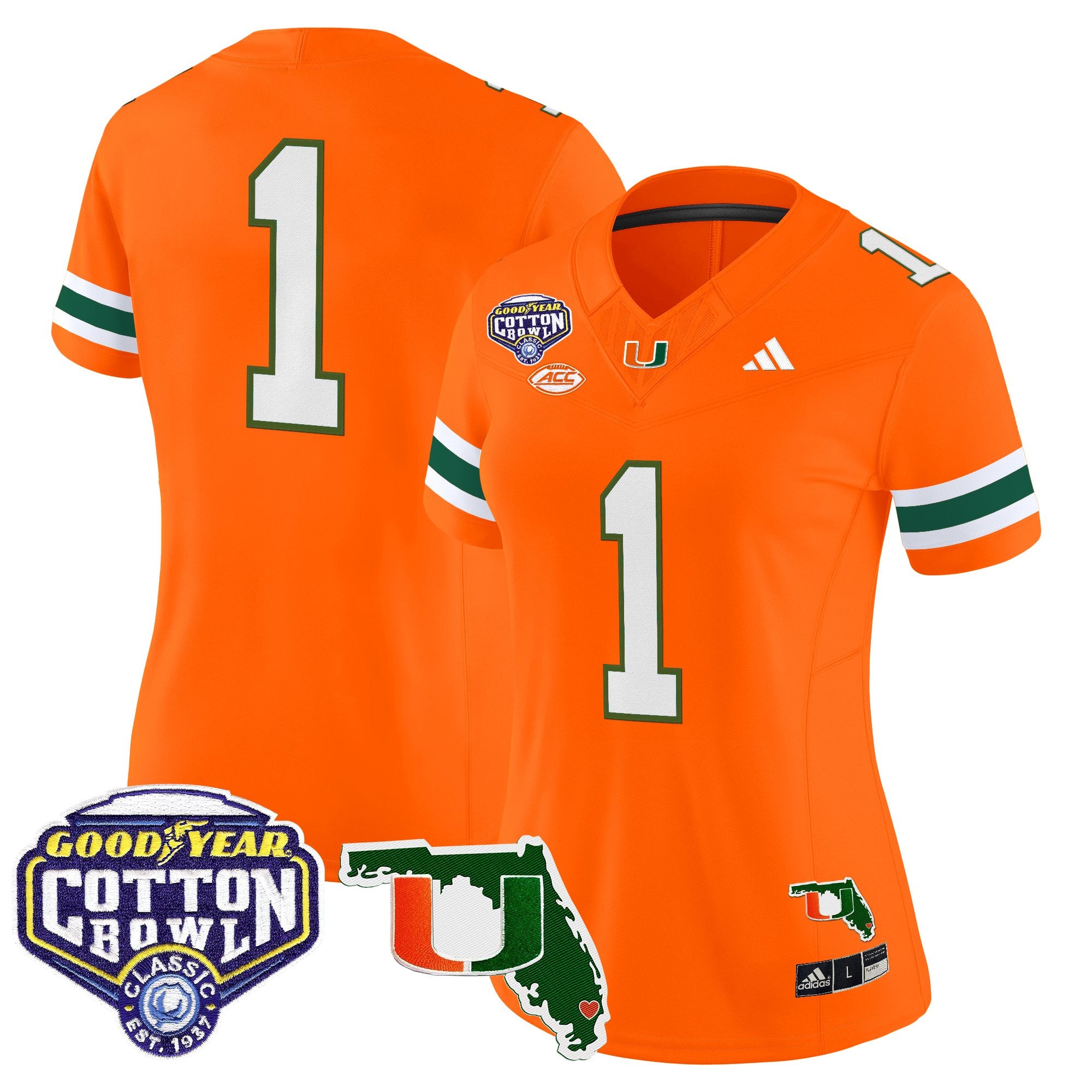 Women's Miami Hurricanes 2025 Cotton Bowl & Florida Patch Vapor Limited Jersey - All Stitched