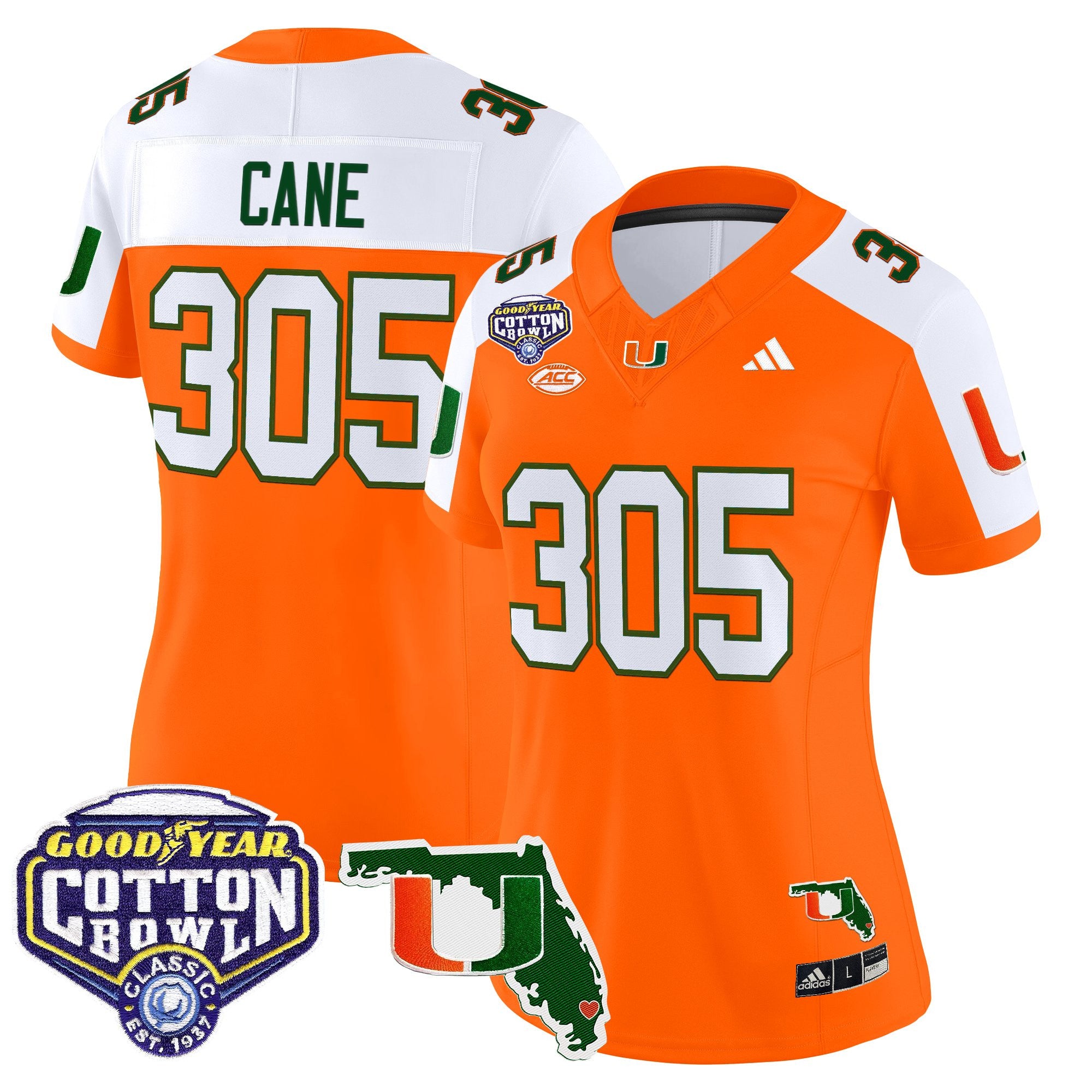 Women's Miami Hurricanes 2025 Cotton Bowl & Florida Patch Vapor Limited Jersey - All Stitched