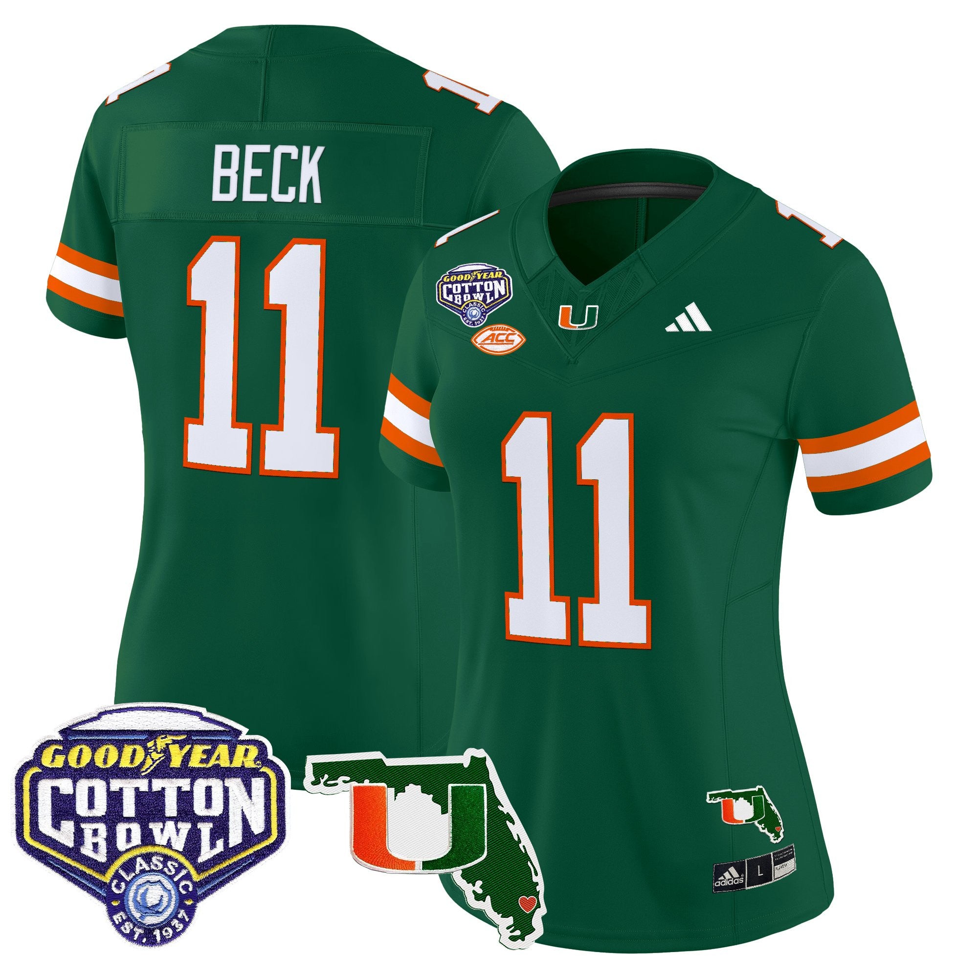 Women's Miami Hurricanes 2025 Cotton Bowl & Florida Patch Vapor Limited Jersey - All Stitched