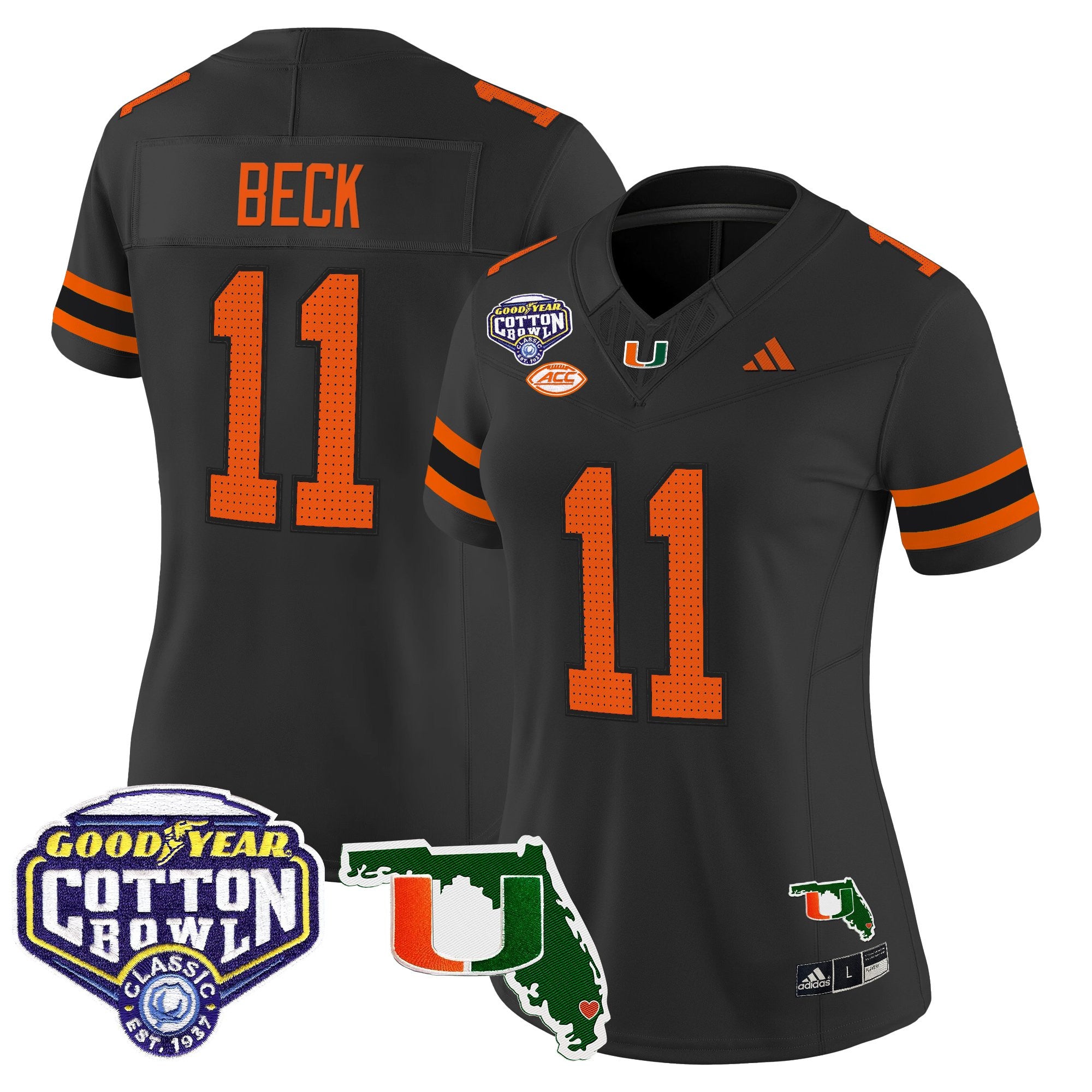 Women's Miami Hurricanes 2025 Cotton Bowl & Florida Patch Vapor Limited Jersey - All Stitched