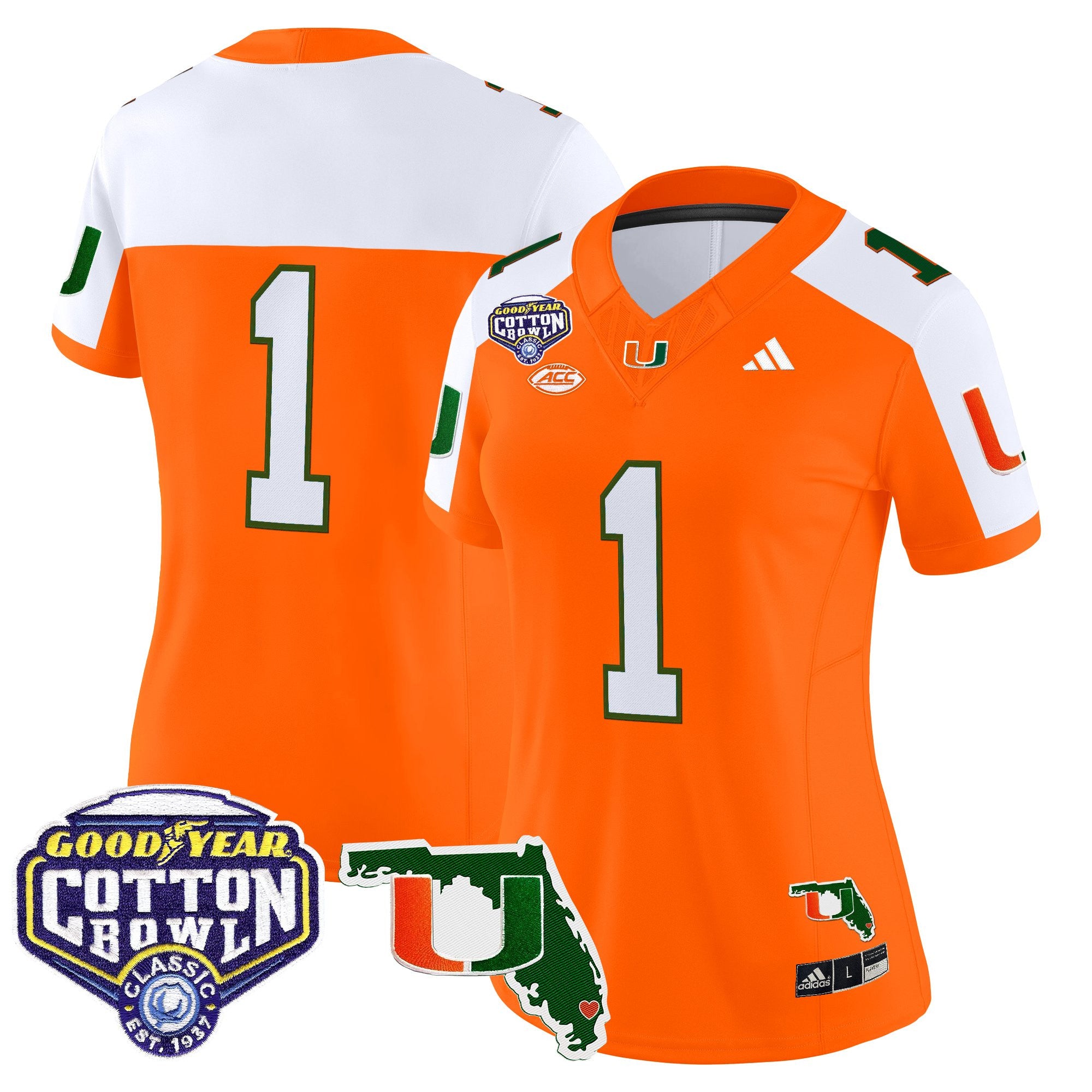 Women's Miami Hurricanes 2025 Cotton Bowl & Florida Patch Vapor Limited Jersey - All Stitched