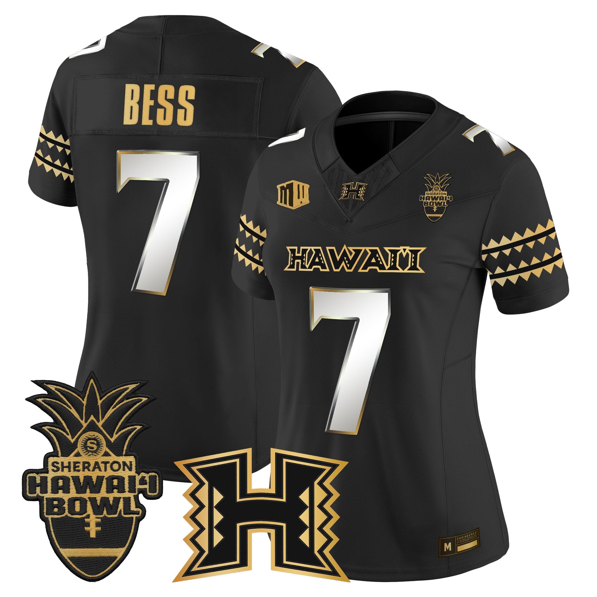 Women's Hawai'i Rainbow Warriors 2025 Hawai'i Bowl Gold Vapor Limited Jersey - All Stitched