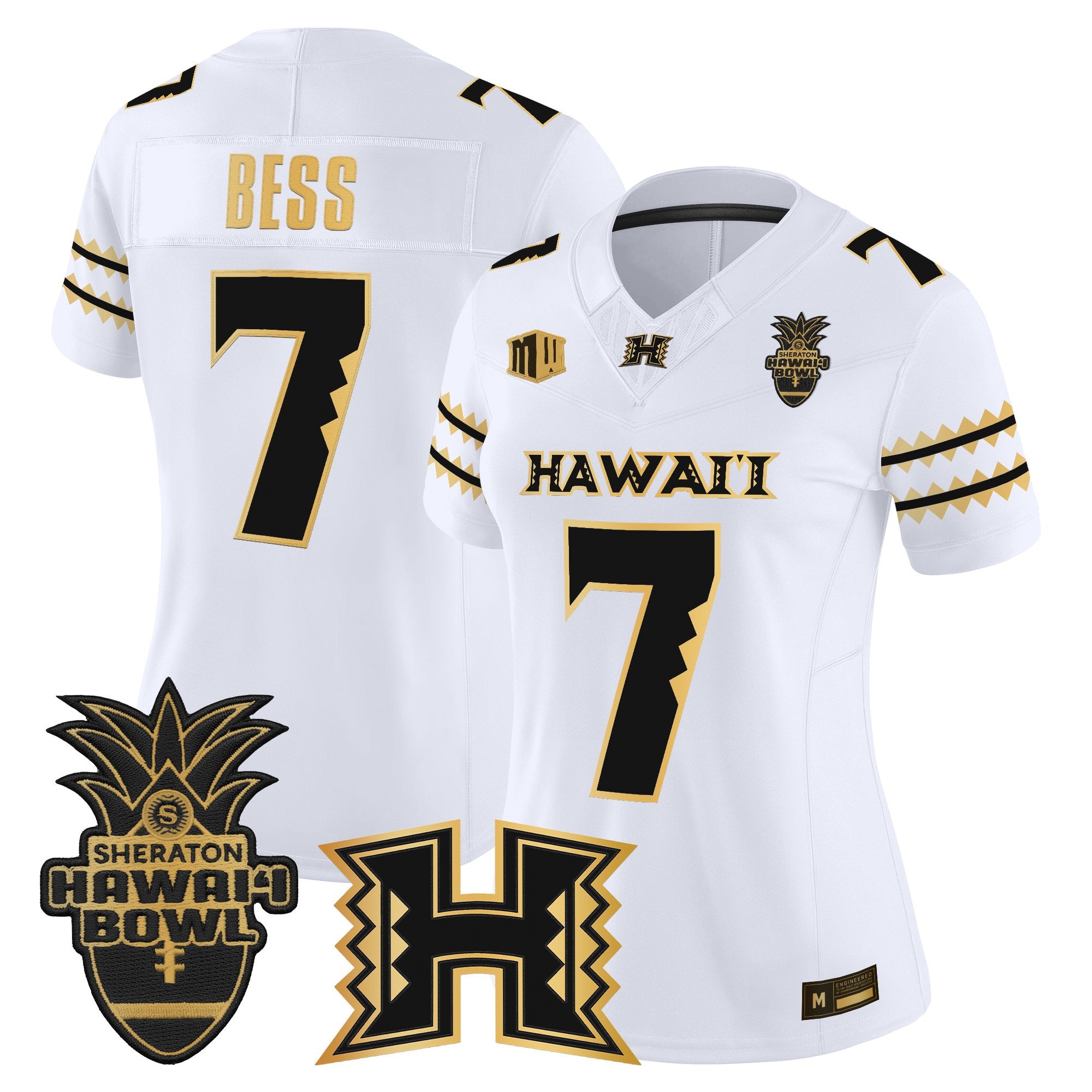 Women's Hawai'i Rainbow Warriors 2025 Hawai'i Bowl Gold Vapor Limited Jersey - All Stitched