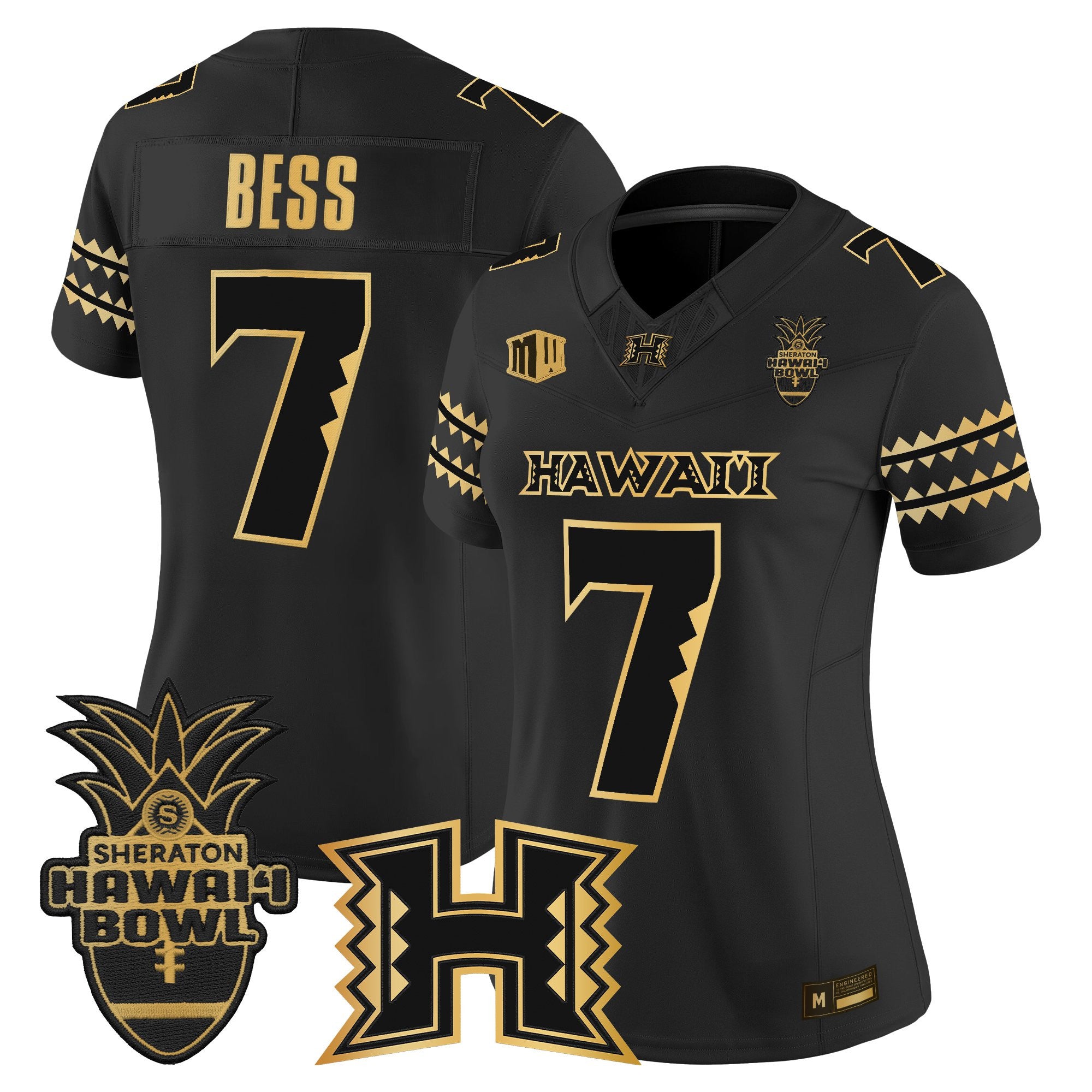 Women's Hawai'i Rainbow Warriors 2025 Hawai'i Bowl Gold Vapor Limited Jersey - All Stitched