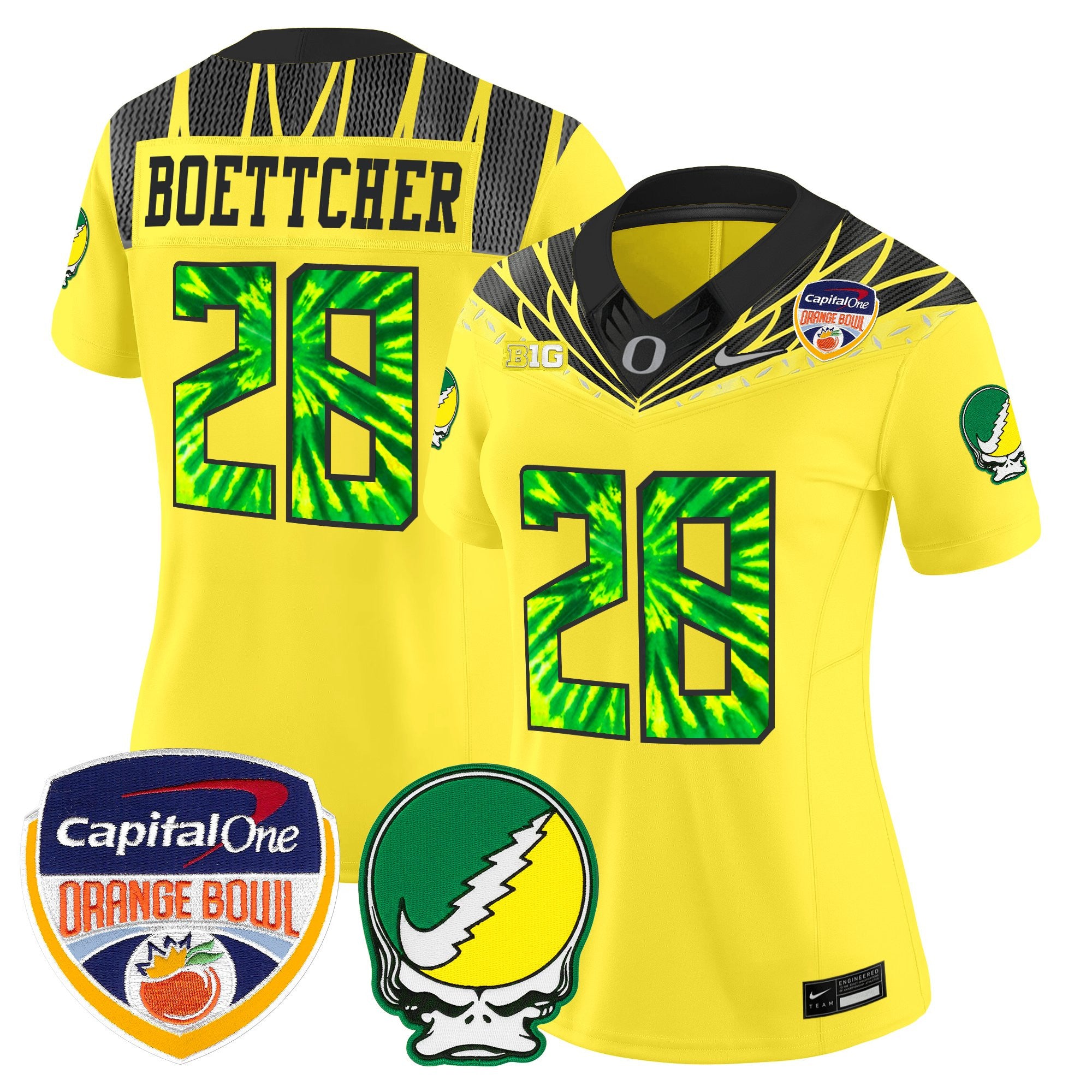 Women's Oregon Ducks "Grateful Ducks" Vapor Limited Jersey - 2025/26 Orange Bowl Patch - All Stitched