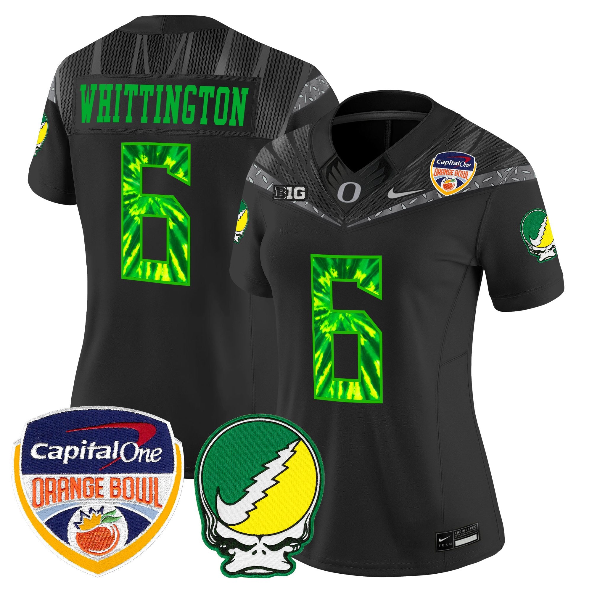 Women's Oregon Ducks "Grateful Ducks" Vapor Limited Jersey - 2025/26 Orange Bowl Patch - All Stitched