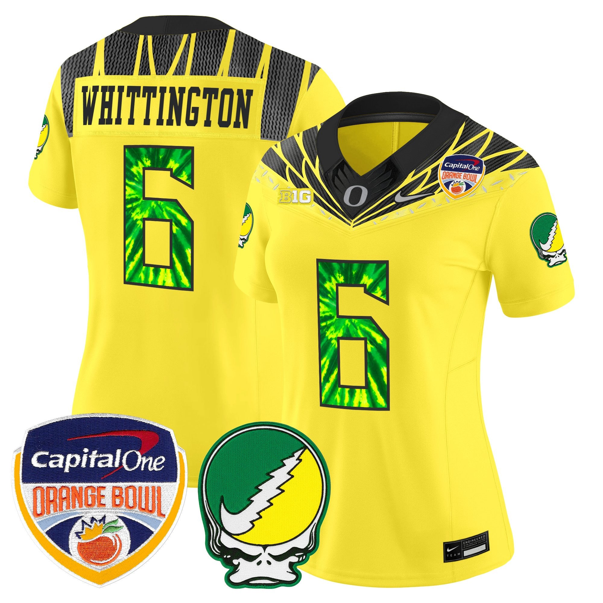 Women's Oregon Ducks "Grateful Ducks" Vapor Limited Jersey - 2025/26 Orange Bowl Patch - All Stitched