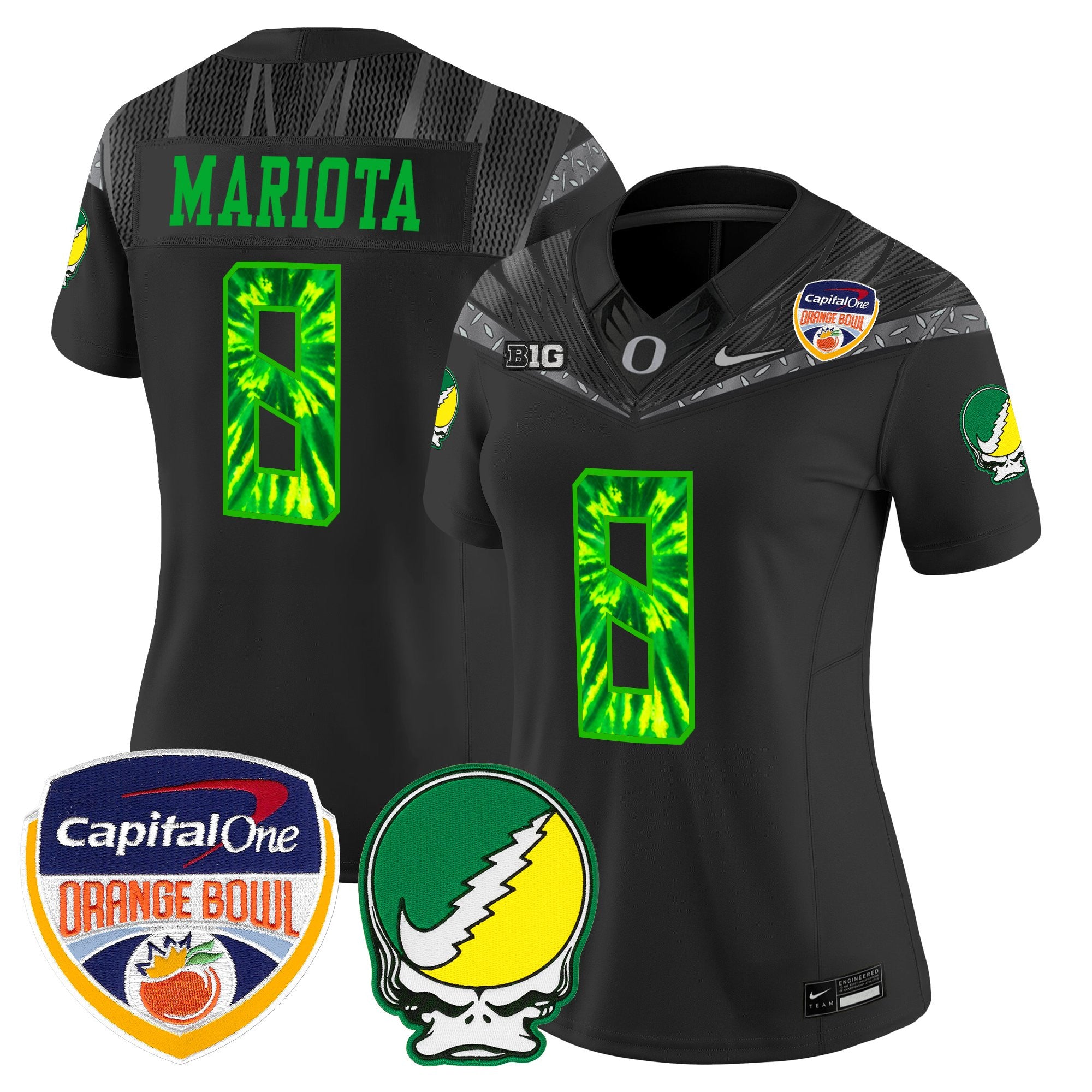 Women's Oregon Ducks "Grateful Ducks" Vapor Limited Jersey - 2025/26 Orange Bowl Patch - All Stitched