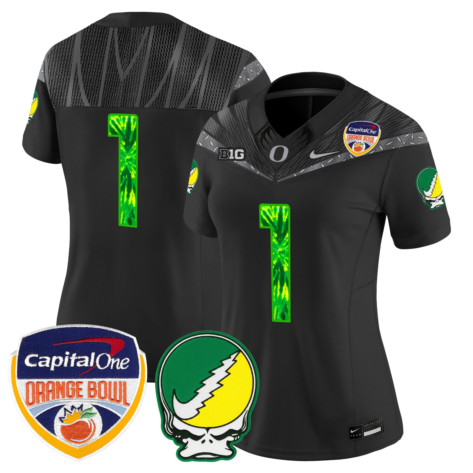 Women's Oregon Ducks "Grateful Ducks" Vapor Limited Jersey - 2025/26 Orange Bowl Patch - All Stitched