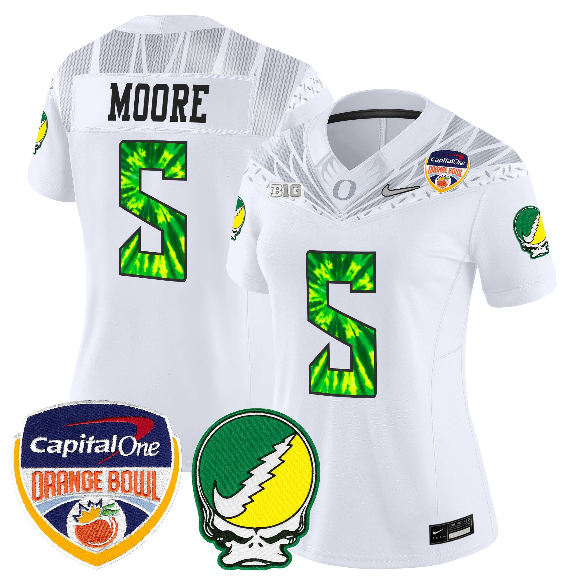 Women's Oregon Ducks "Grateful Ducks" Vapor Limited Jersey - 2025/26 Orange Bowl Patch - All Stitched