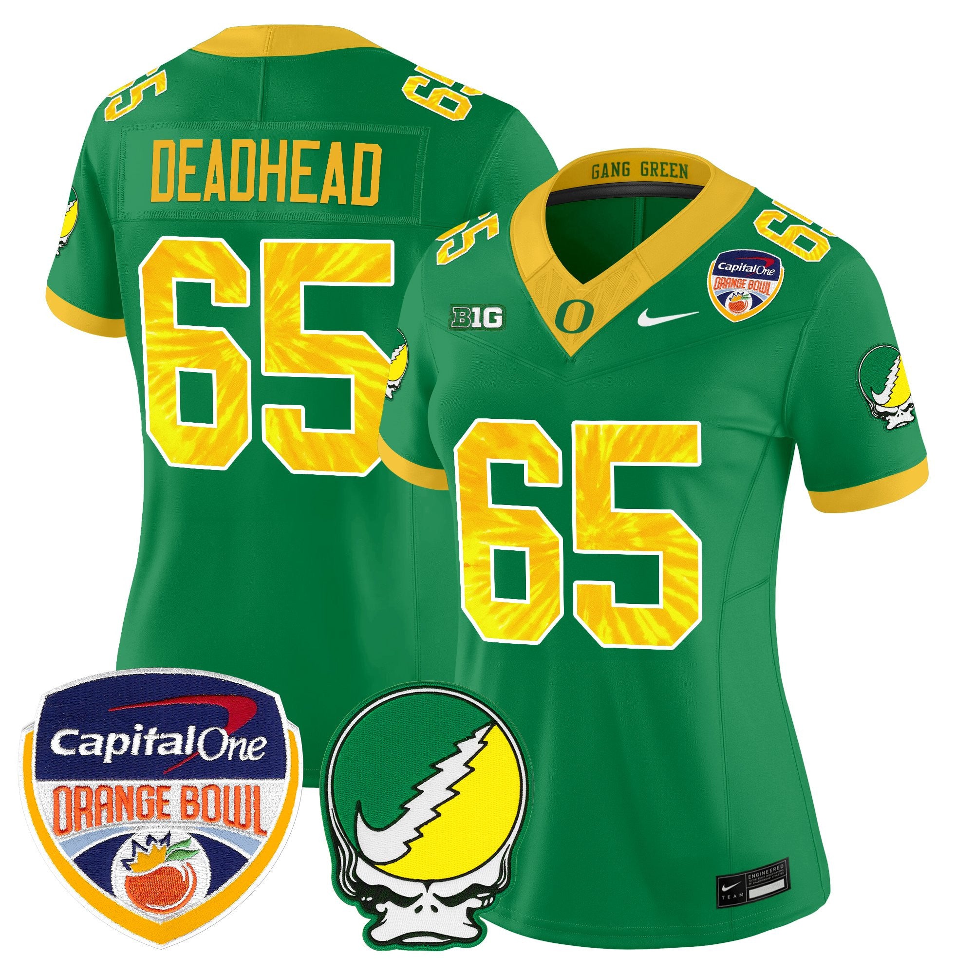 Women's Oregon Ducks "Grateful Ducks" Vapor Limited Jersey - 2025/26 Orange Bowl Patch - All Stitched