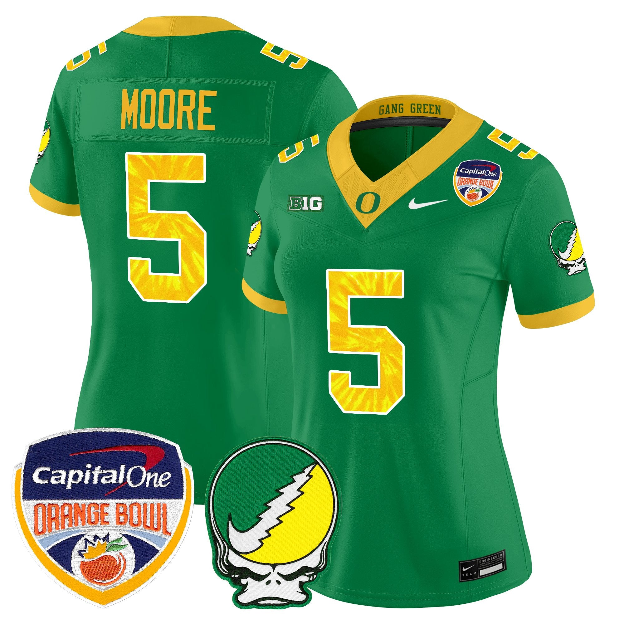 Women's Oregon Ducks "Grateful Ducks" Vapor Limited Jersey - 2025/26 Orange Bowl Patch - All Stitched