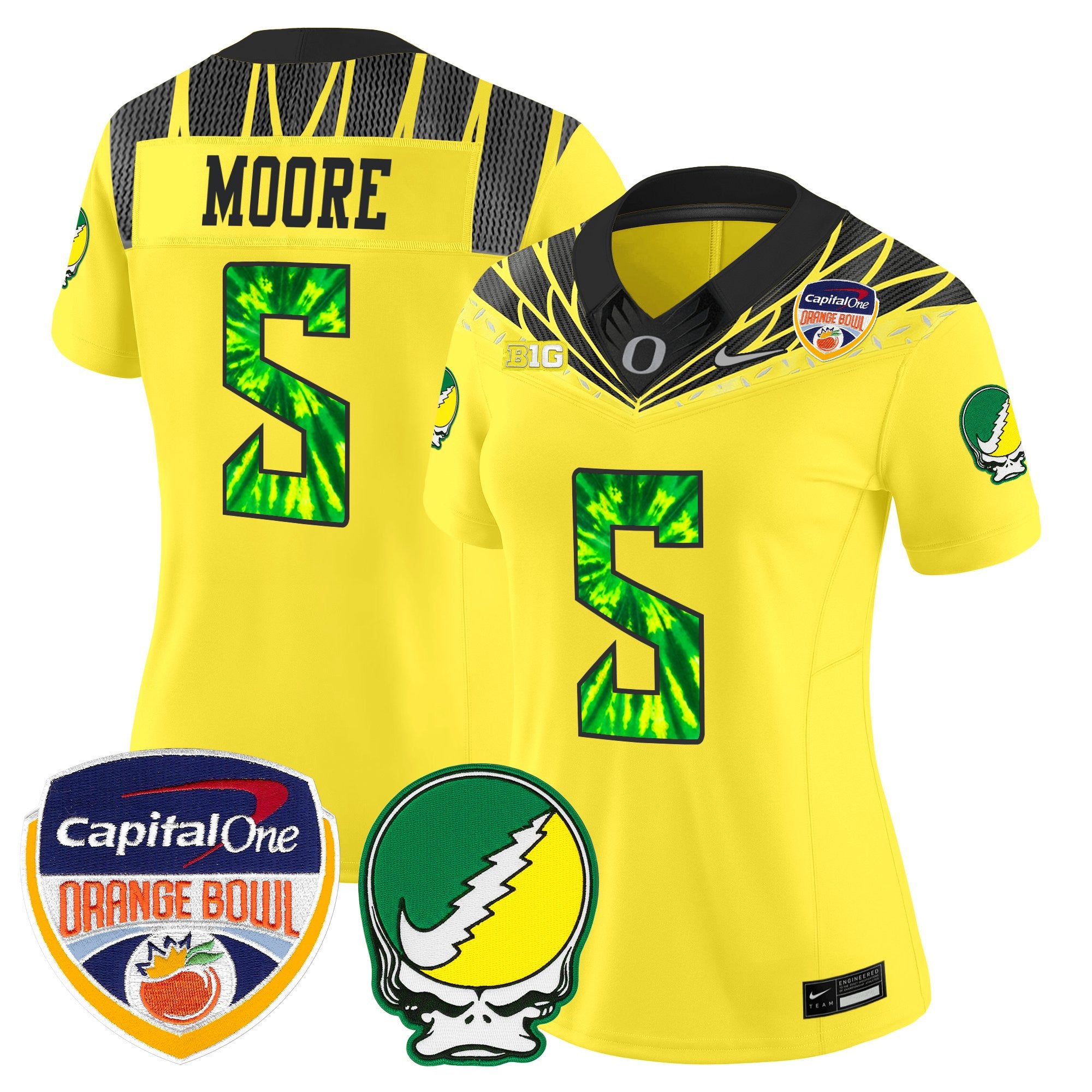 Women's Oregon Ducks "Grateful Ducks" Vapor Limited Jersey - 2025/26 Orange Bowl Patch - All Stitched
