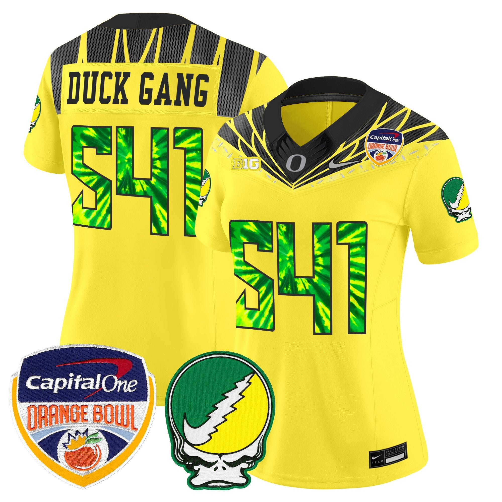 Women's Oregon Ducks "Grateful Ducks" Vapor Limited Jersey - 2025/26 Orange Bowl Patch - All Stitched