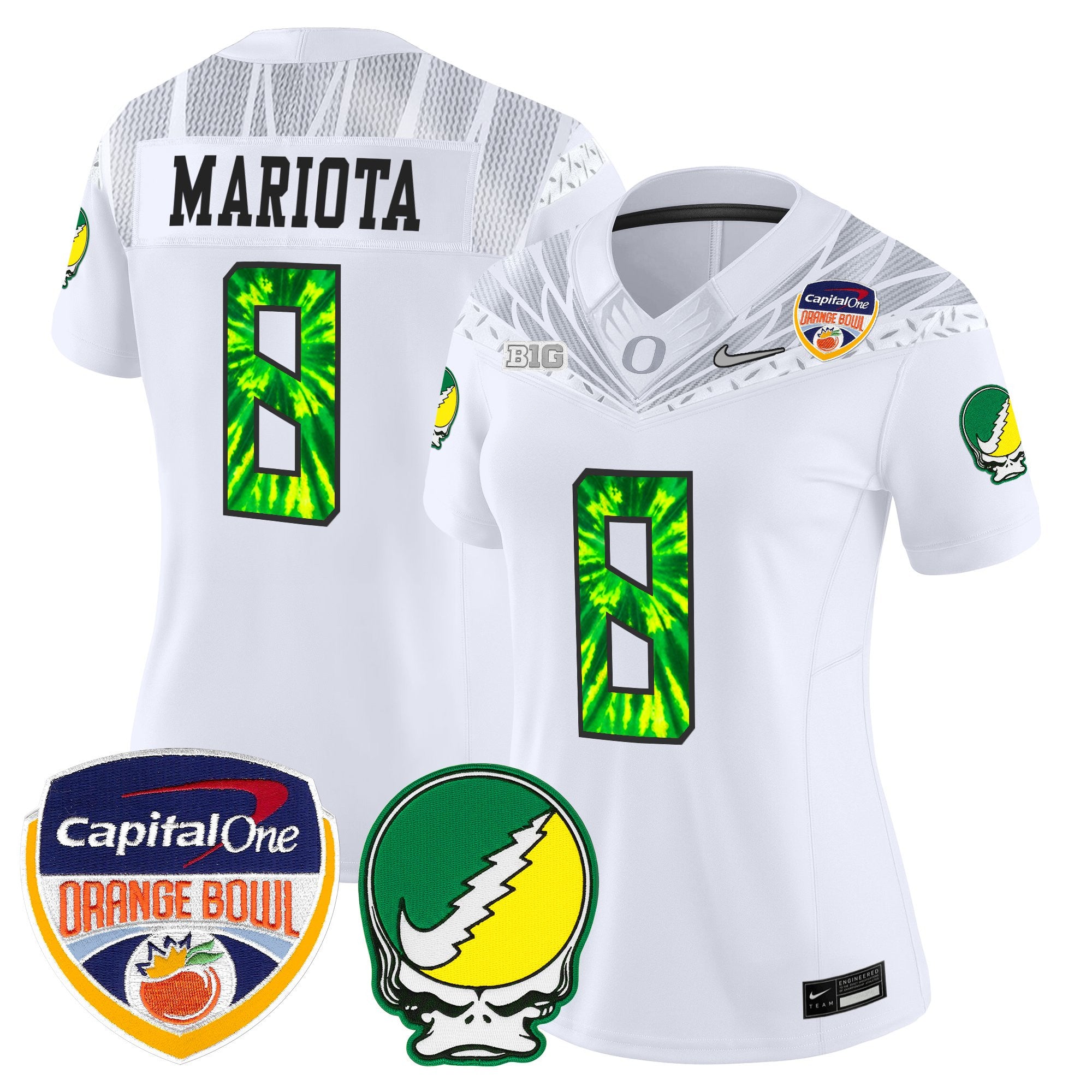 Women's Oregon Ducks "Grateful Ducks" Vapor Limited Jersey - 2025/26 Orange Bowl Patch - All Stitched