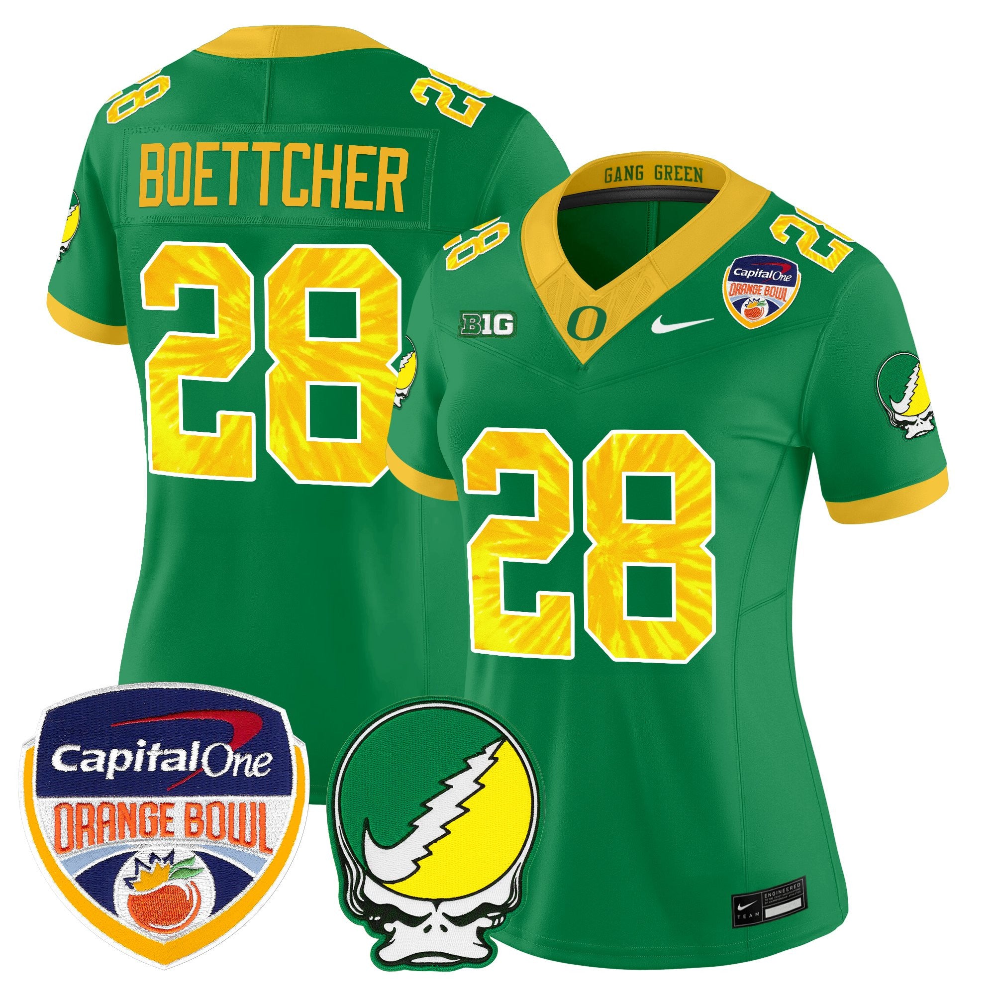 Women's Oregon Ducks "Grateful Ducks" Vapor Limited Jersey - 2025/26 Orange Bowl Patch - All Stitched