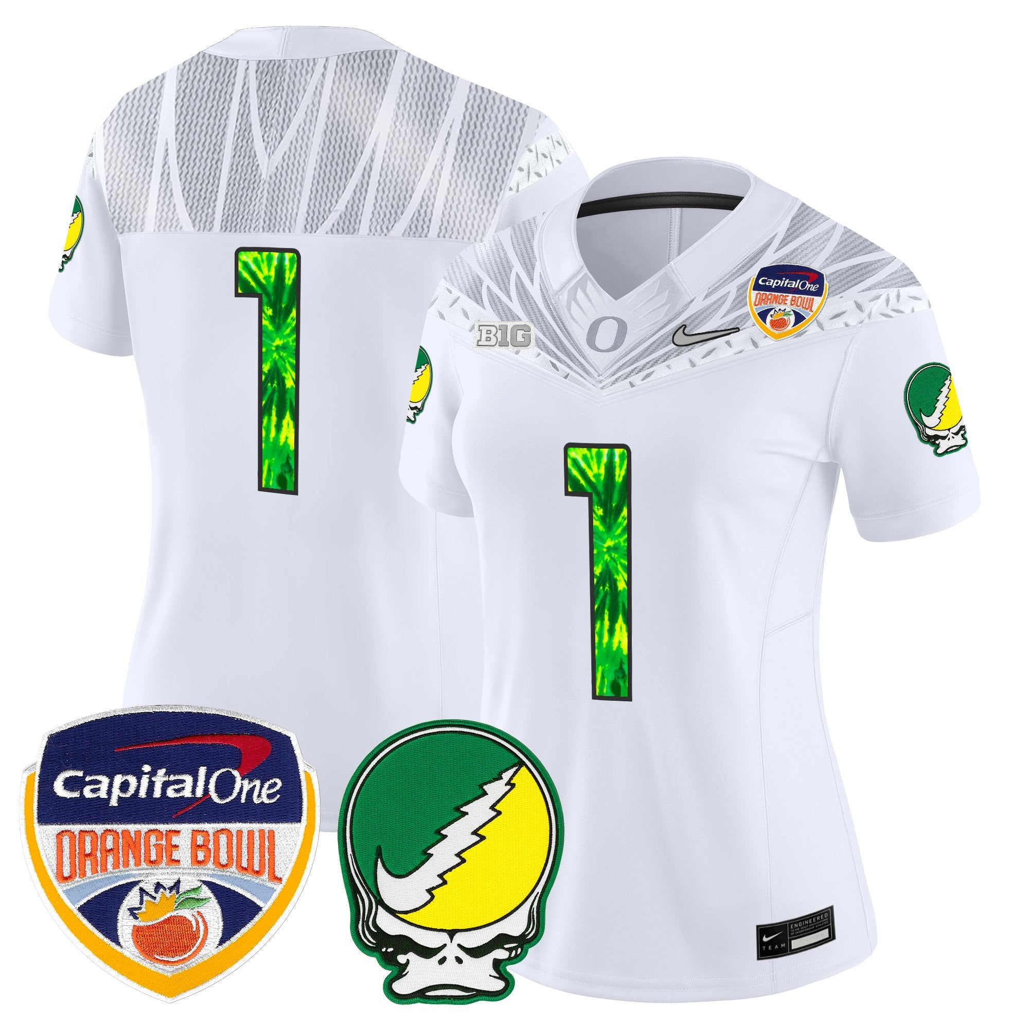 Women's Oregon Ducks "Grateful Ducks" Vapor Limited Jersey - 2025/26 Orange Bowl Patch - All Stitched