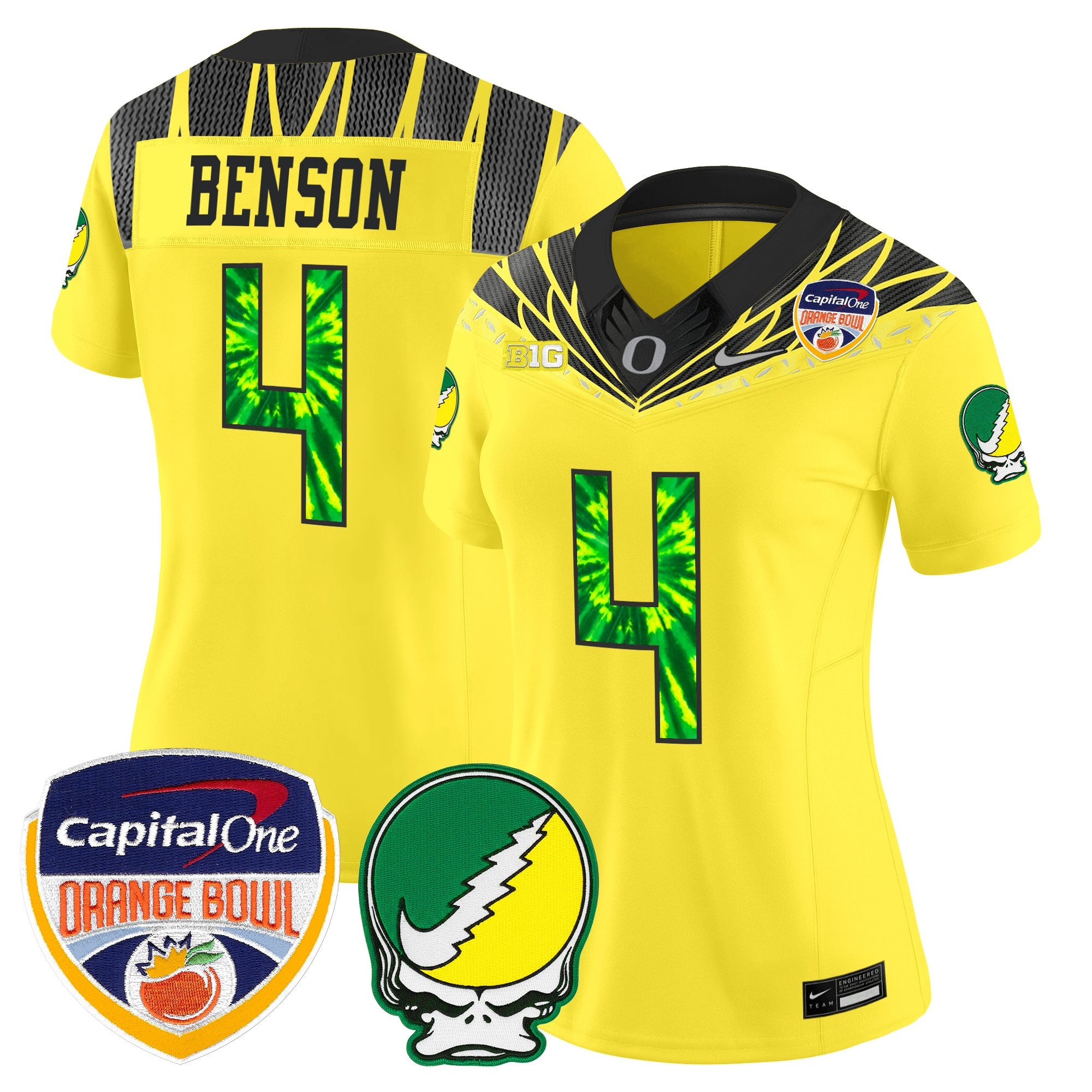 Women's Oregon Ducks "Grateful Ducks" Vapor Limited Jersey - 2025/26 Orange Bowl Patch - All Stitched