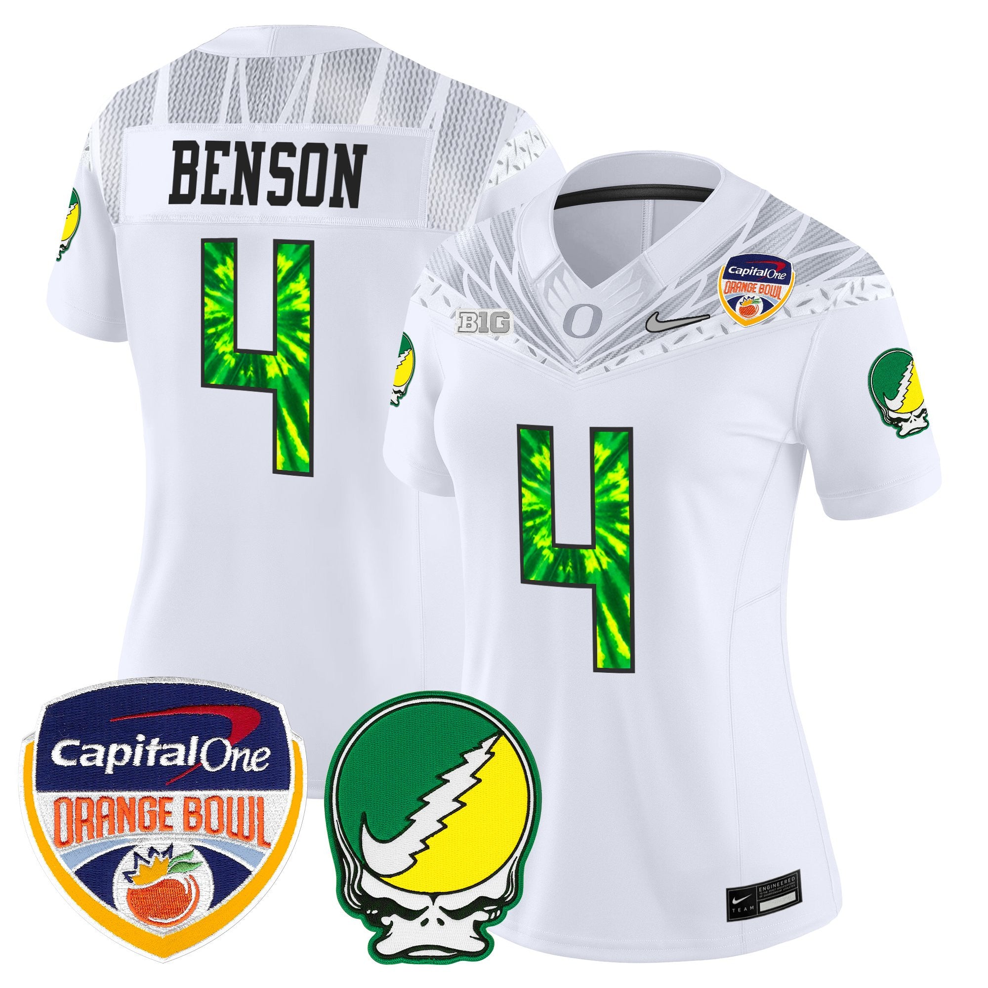Women's Oregon Ducks "Grateful Ducks" Vapor Limited Jersey - 2025/26 Orange Bowl Patch - All Stitched