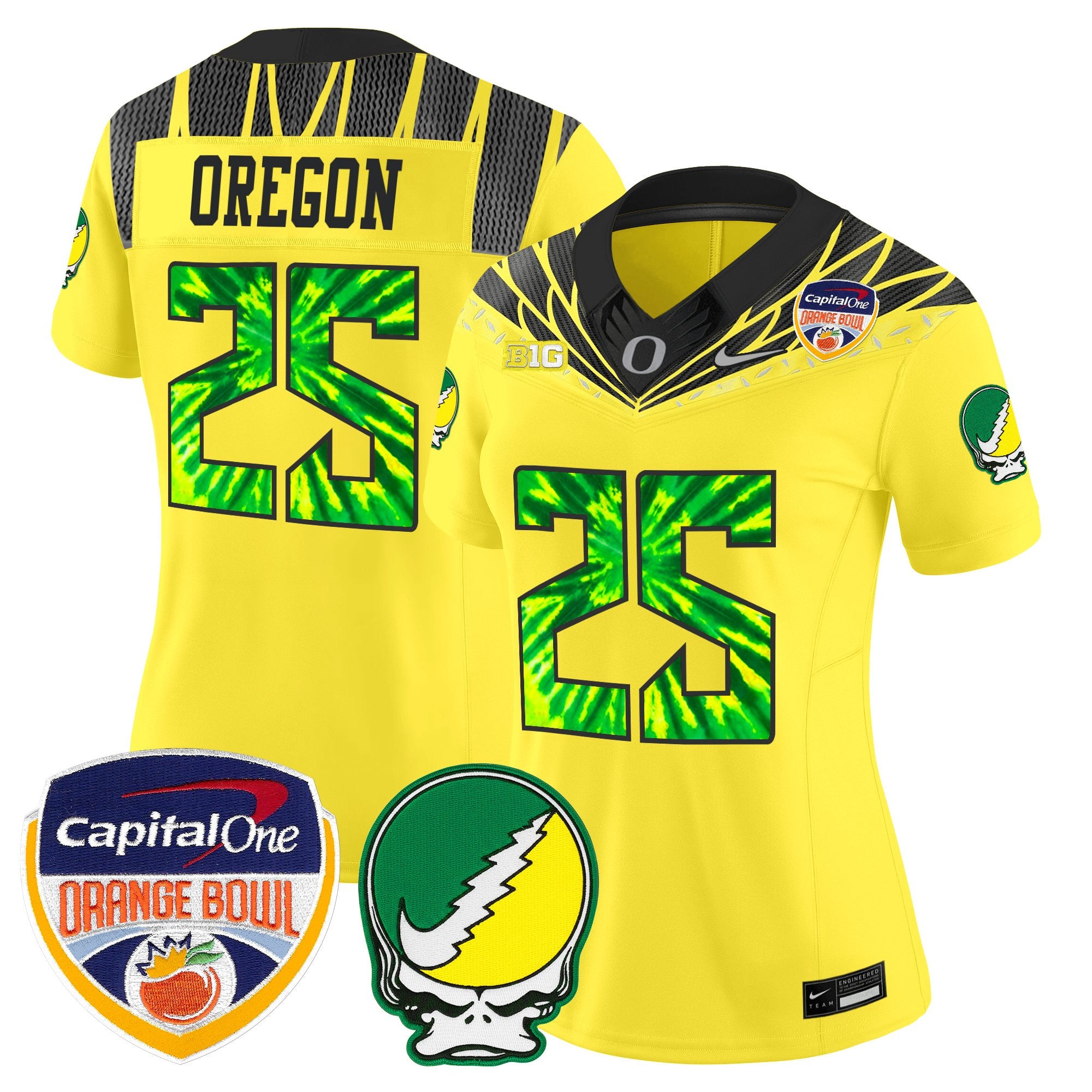 Women's Oregon Ducks "Grateful Ducks" Vapor Limited Jersey - 2025/26 Orange Bowl Patch - All Stitched