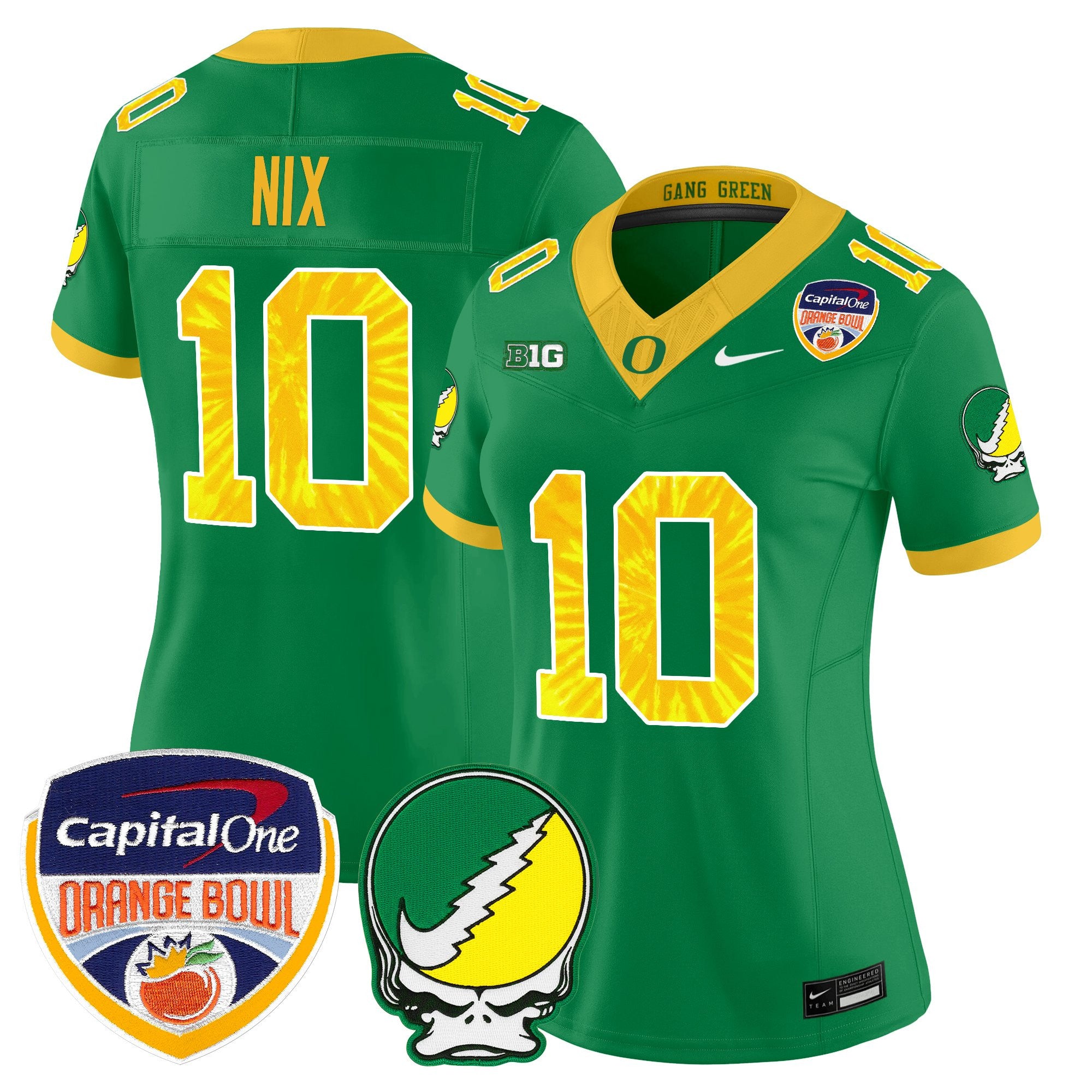 Women's Oregon Ducks "Grateful Ducks" Vapor Limited Jersey - 2025/26 Orange Bowl Patch - All Stitched