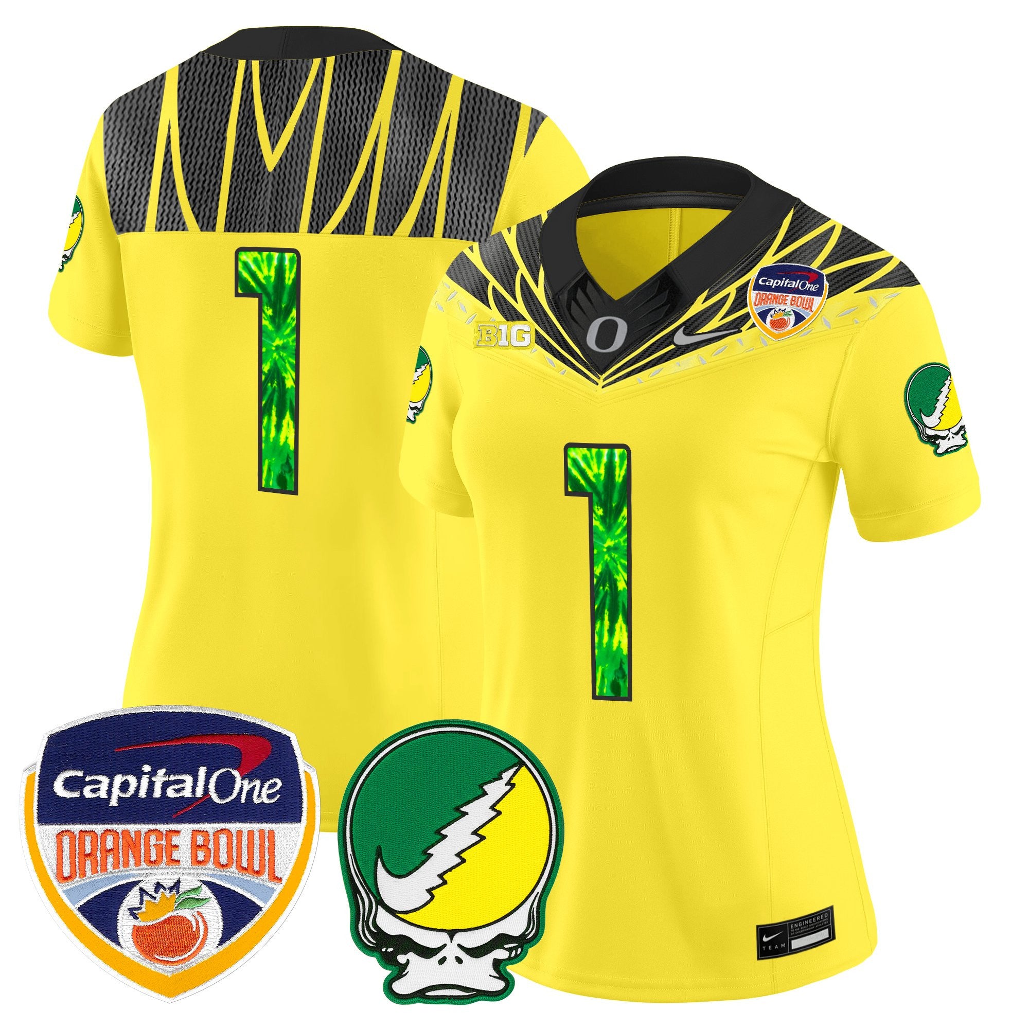 Women's Oregon Ducks "Grateful Ducks" Vapor Limited Jersey - 2025/26 Orange Bowl Patch - All Stitched
