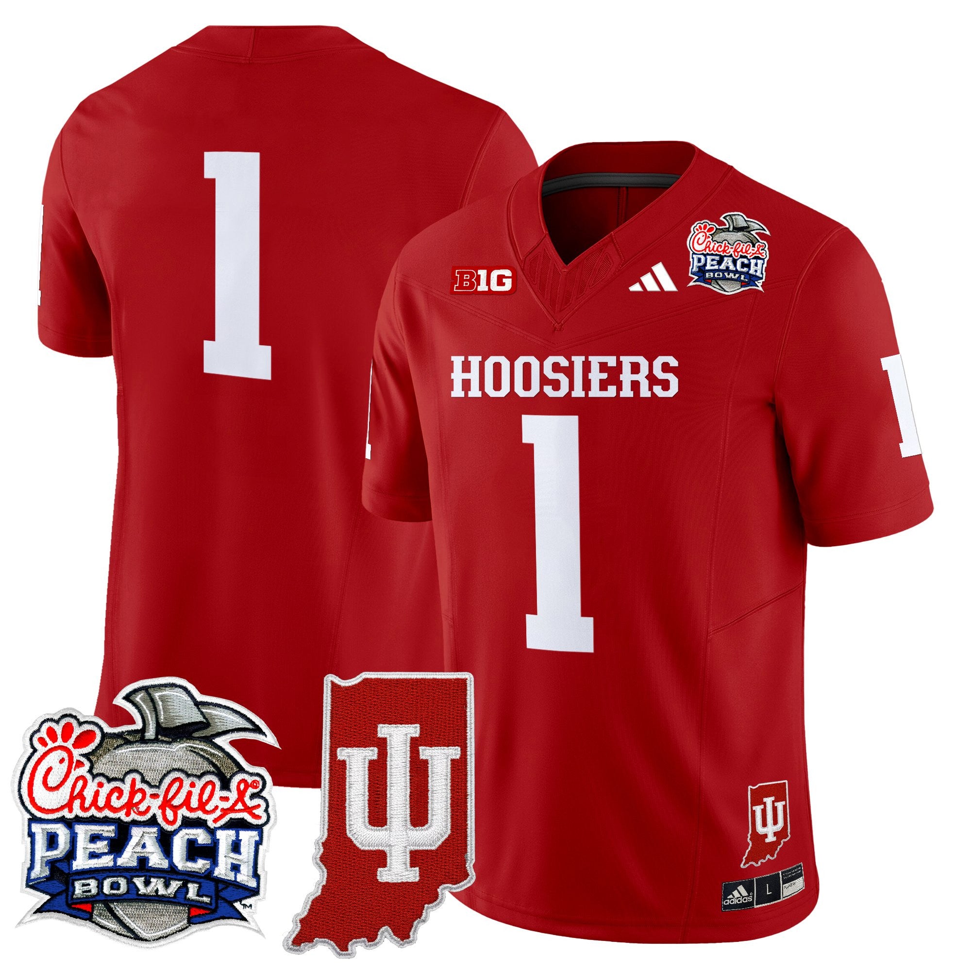 Men's Indiana Hoosiers 2026 Peach Bowl & Indiana State Patch Vapor Limited Jersey - All Stitched