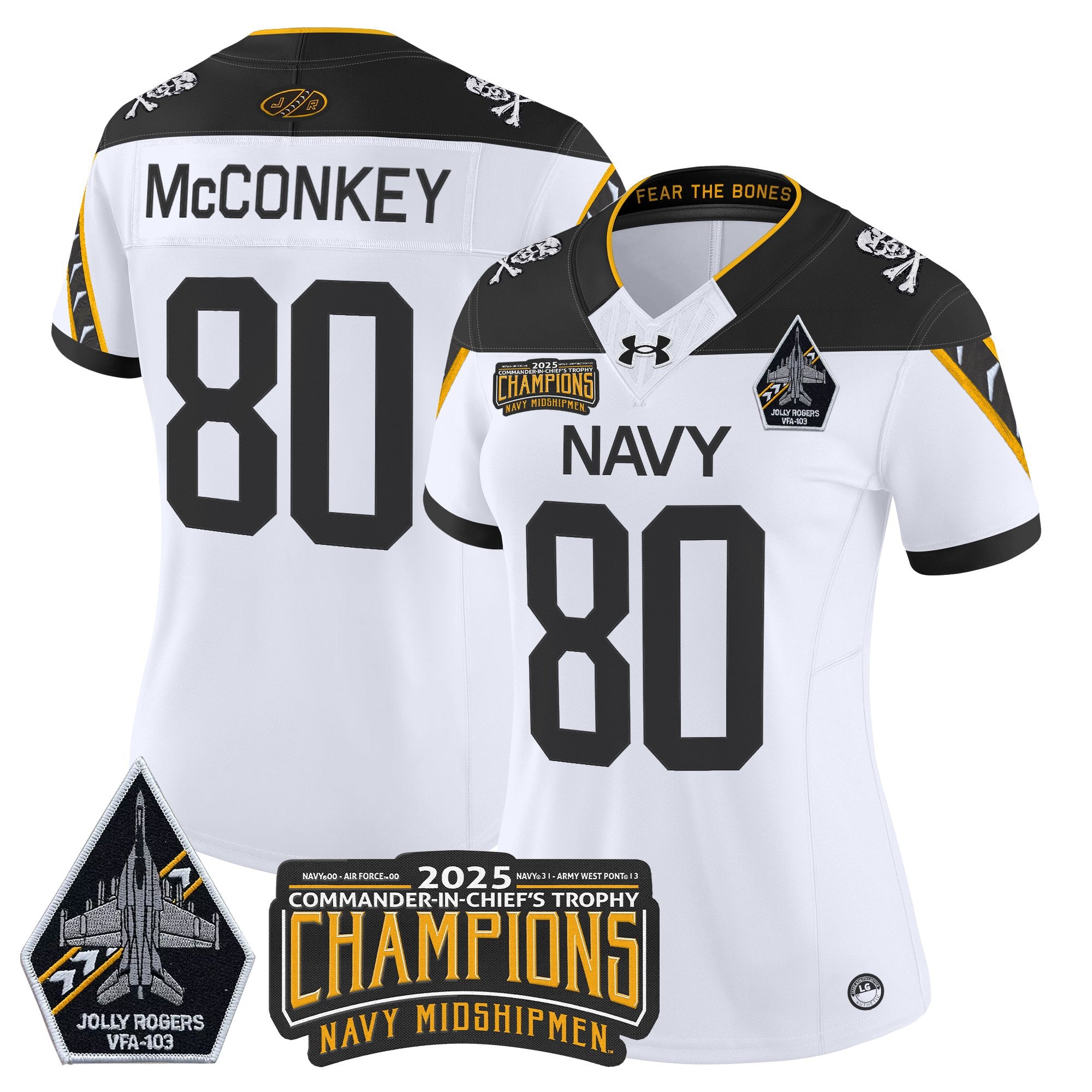 Women's Navy Midshipmen Jolly Rogers 2025 Commander-In-Chief's Trophy Champions Vapor Limited Jersey - All Stitched