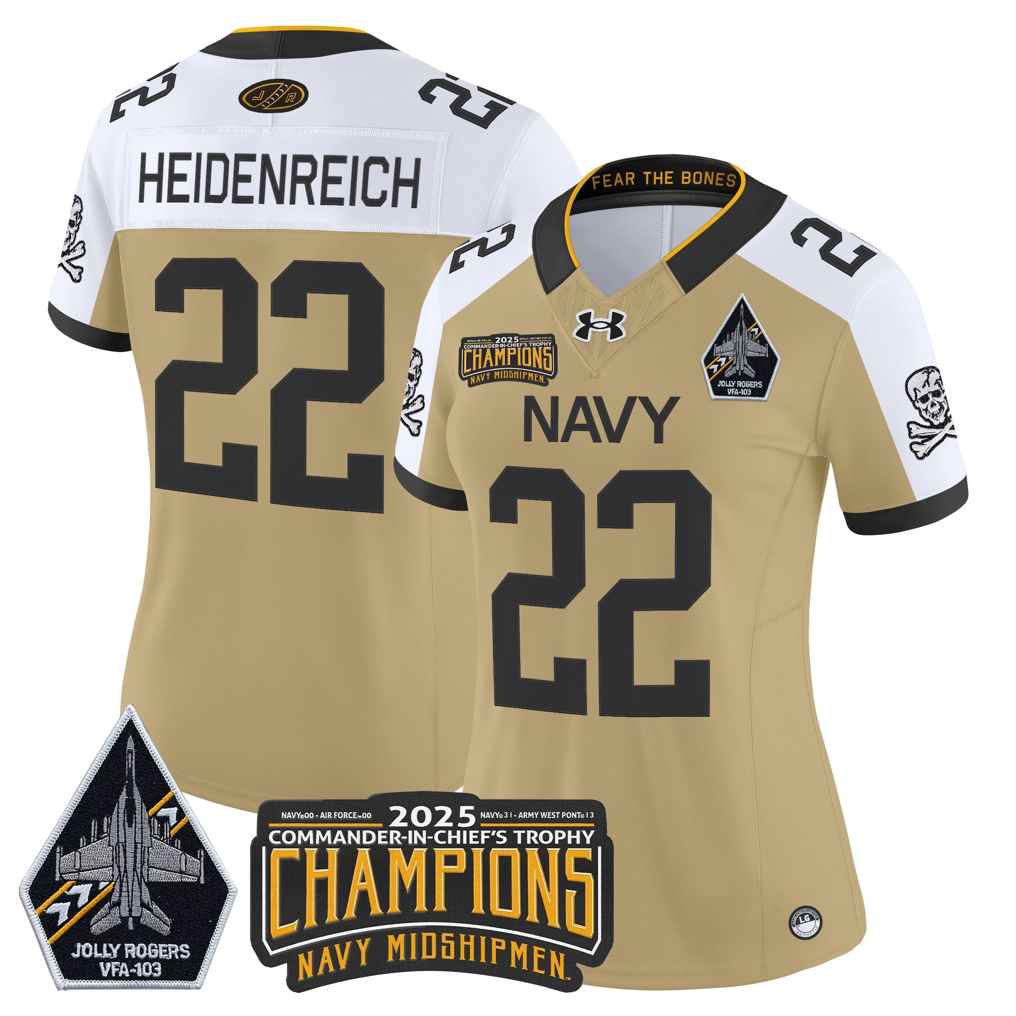 Women's Navy Midshipmen Jolly Rogers 2025 Commander-In-Chief's Trophy Champions Vapor Limited Jersey - All Stitched