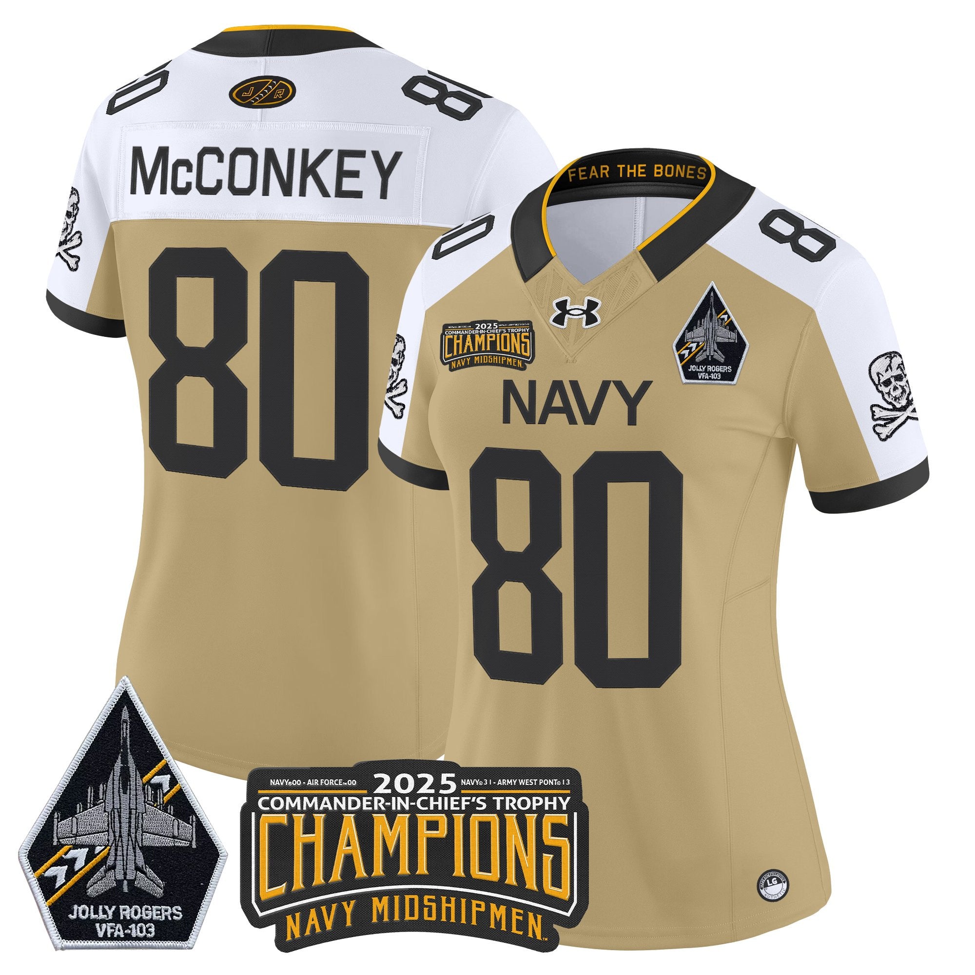 Women's Navy Midshipmen Jolly Rogers 2025 Commander-In-Chief's Trophy Champions Vapor Limited Jersey - All Stitched