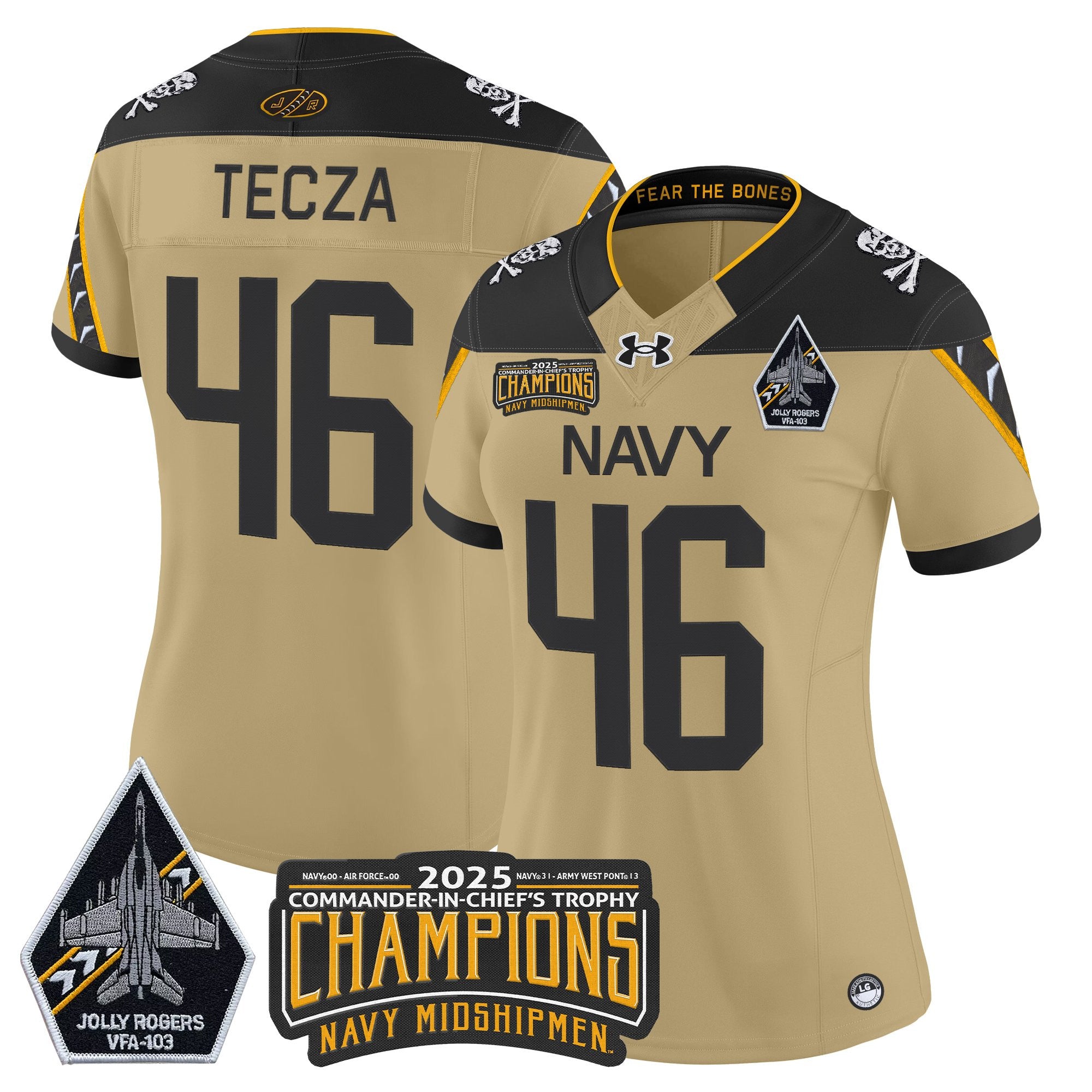 Women's Navy Midshipmen Jolly Rogers 2025 Commander-In-Chief's Trophy Champions Vapor Limited Jersey - All Stitched