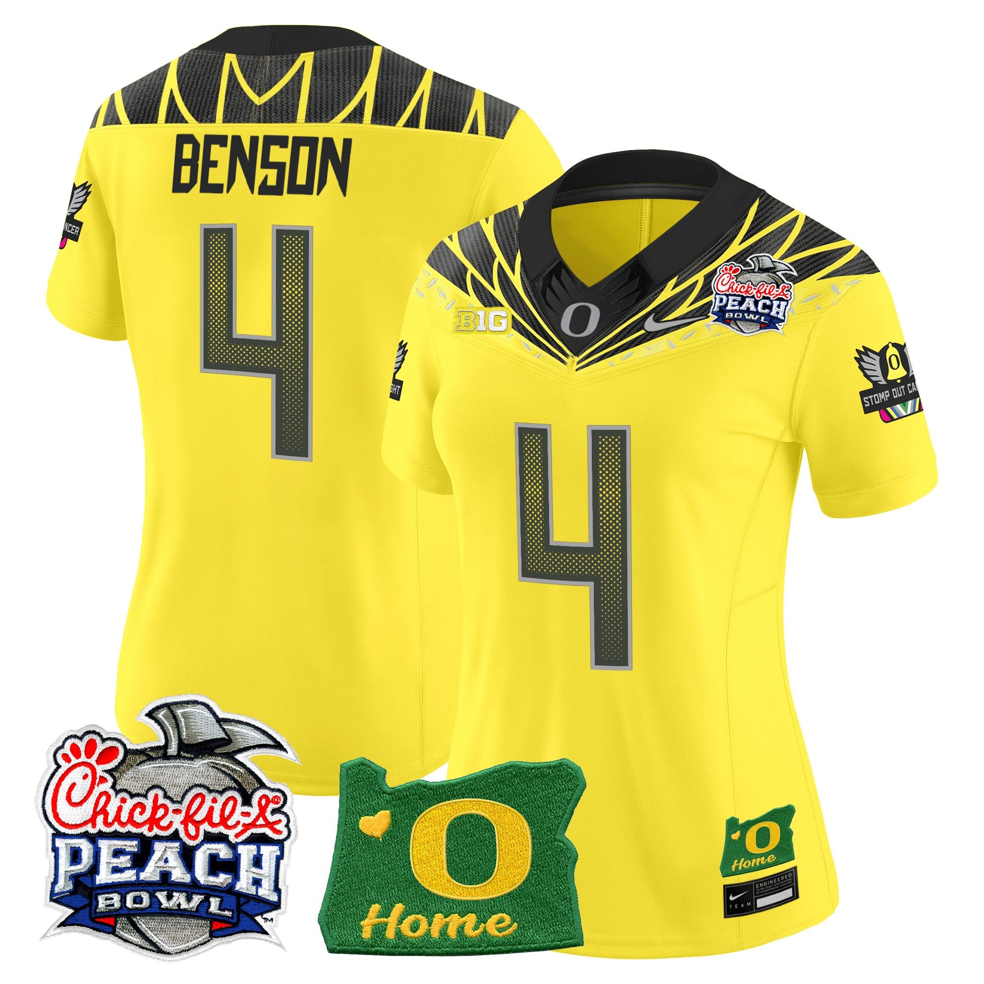 Women's Oregon Ducks 2026 Peach Bowl & Oregon State Patch Vapor Limited Jersey - All Stitched