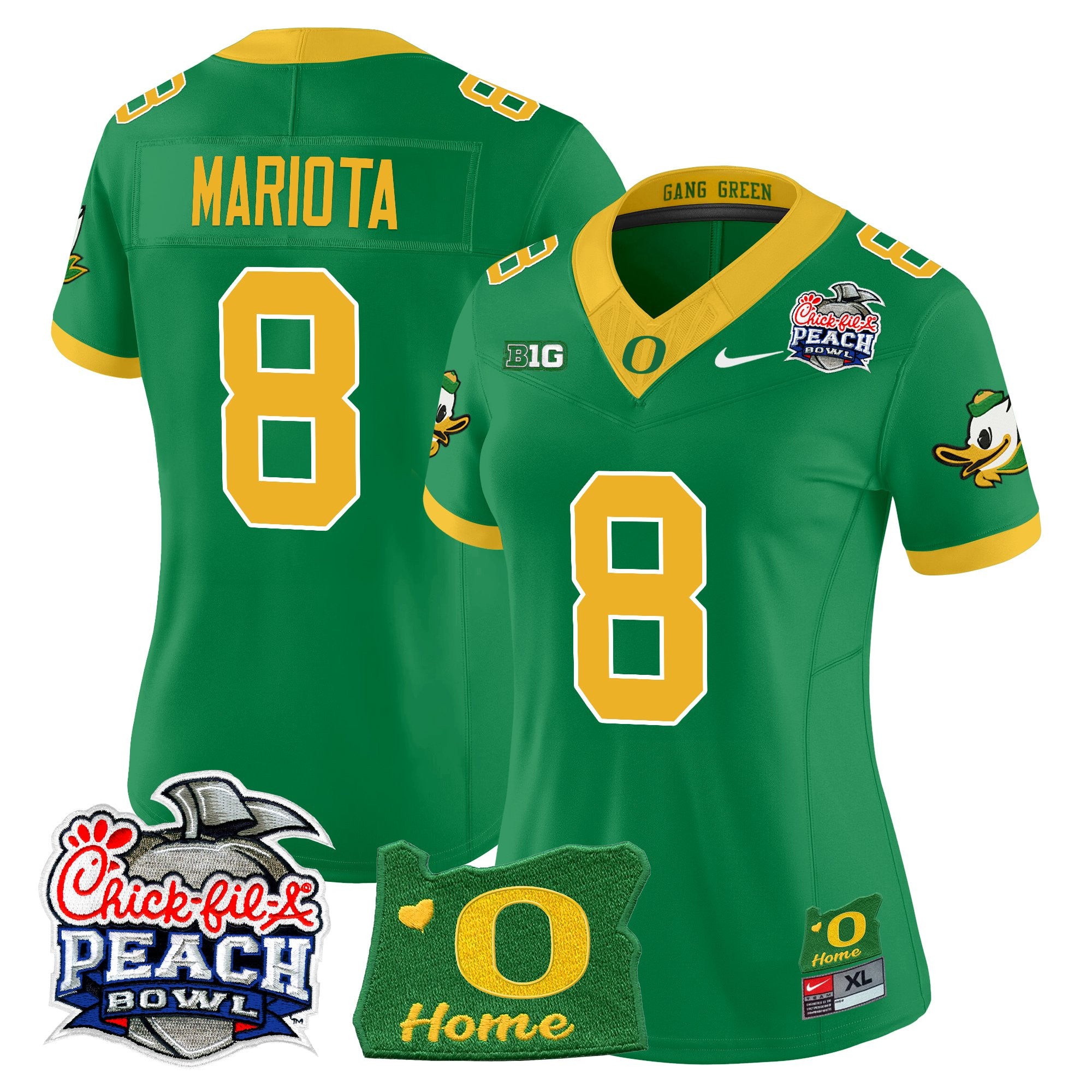 Women's Oregon Ducks 2026 Peach Bowl & Oregon State Patch Vapor Limited Jersey - All Stitched