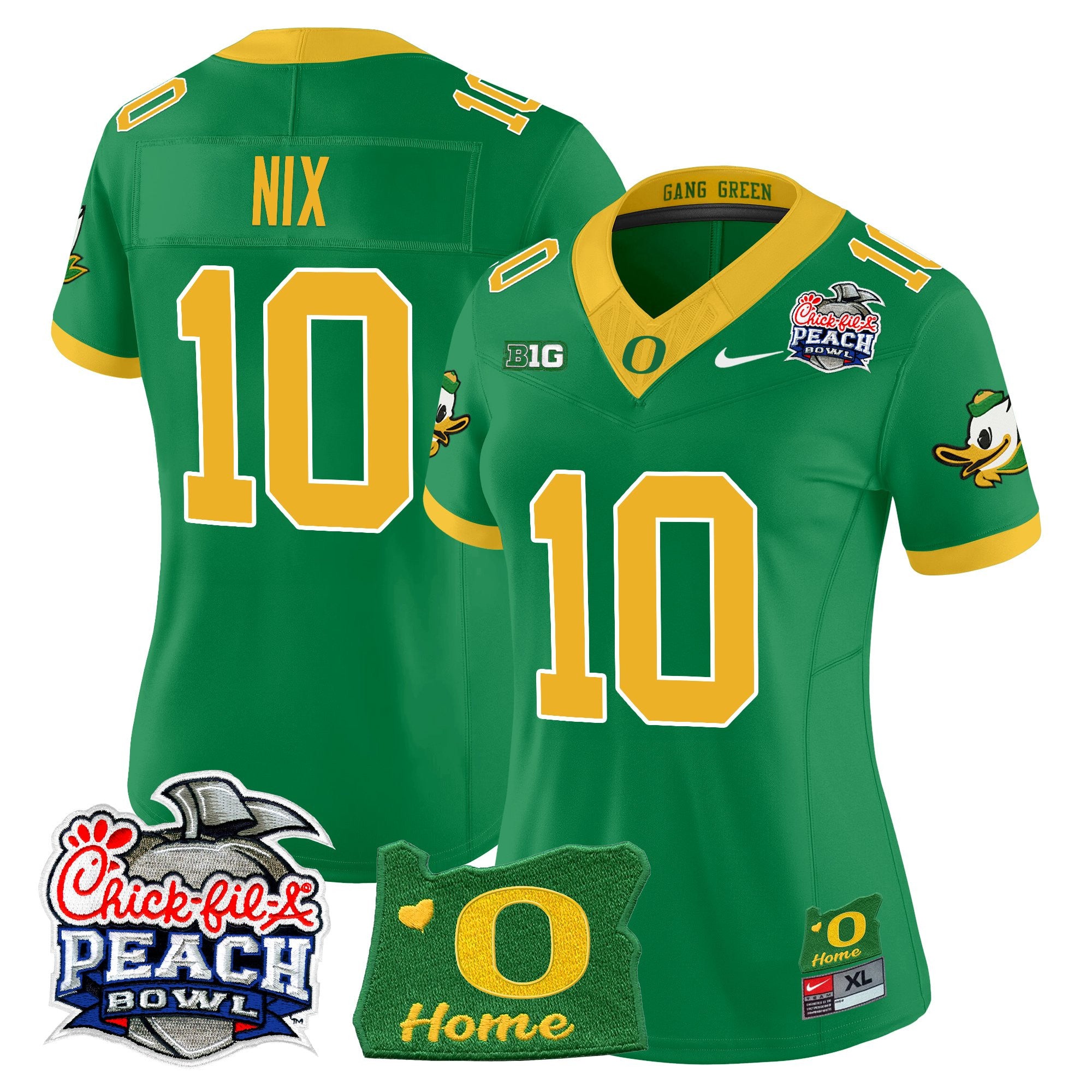 Women's Oregon Ducks 2026 Peach Bowl & Oregon State Patch Vapor Limited Jersey - All Stitched