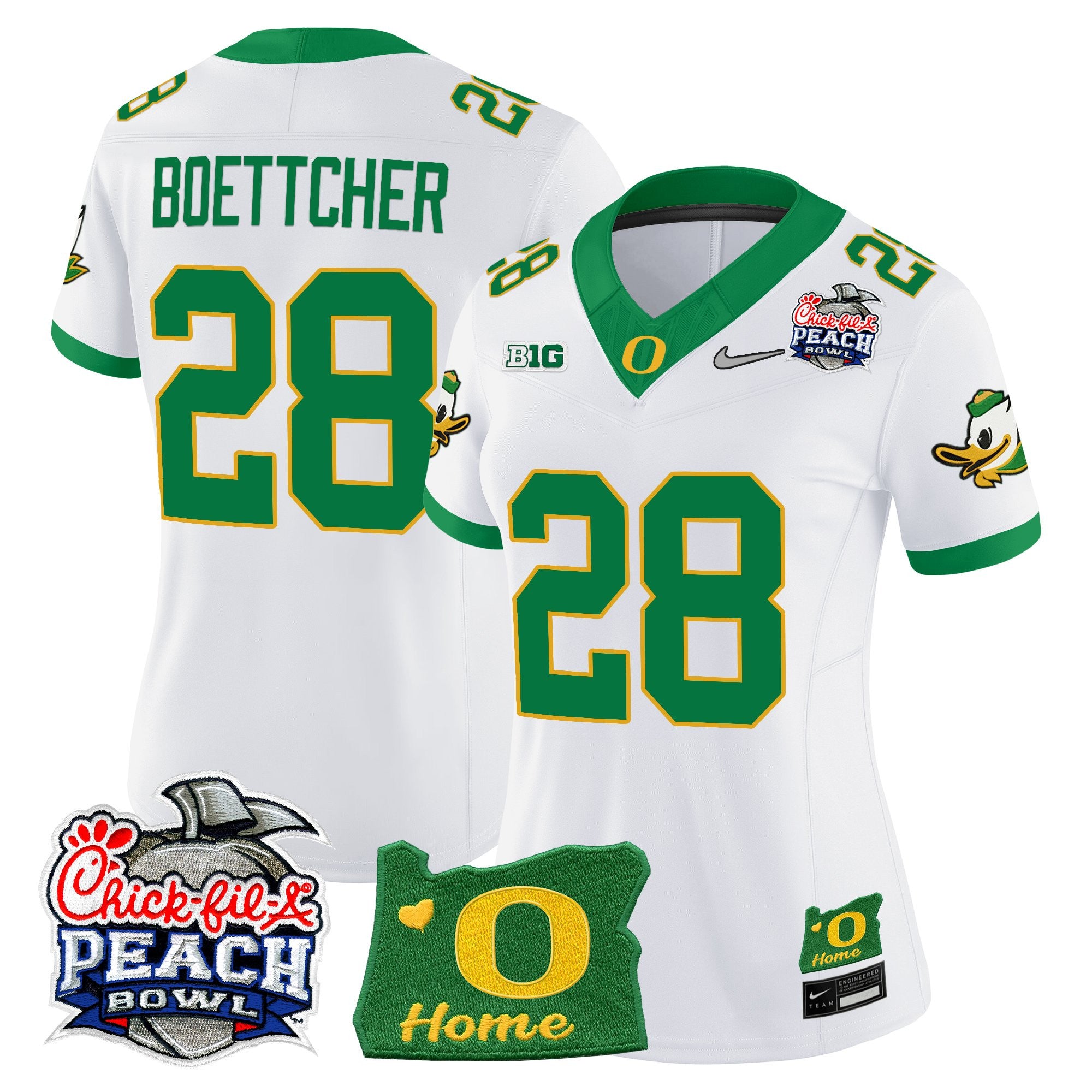 Women's Oregon Ducks 2026 Peach Bowl & Oregon State Patch Vapor Limited Jersey - All Stitched