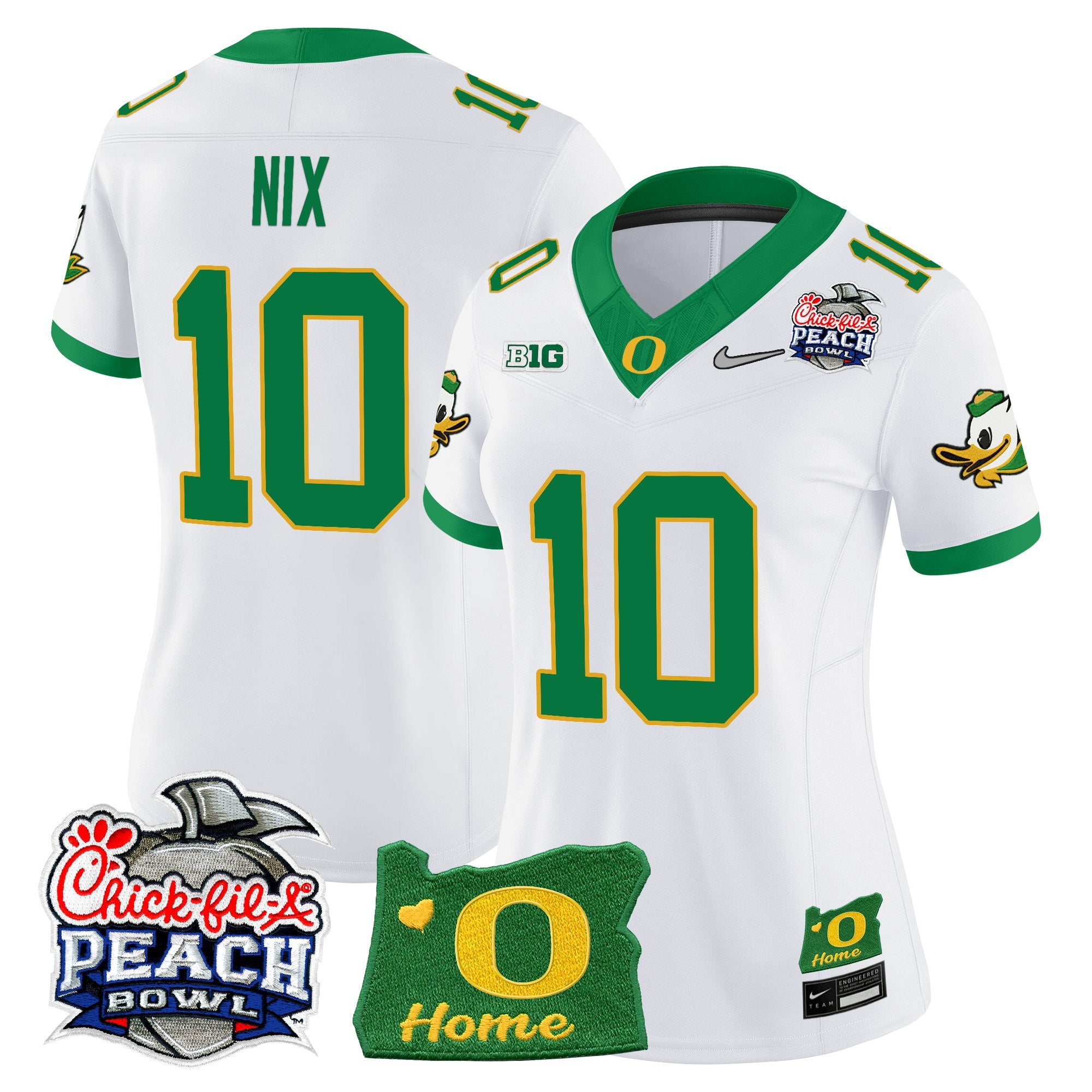 Women's Oregon Ducks 2026 Peach Bowl & Oregon State Patch Vapor Limited Jersey - All Stitched