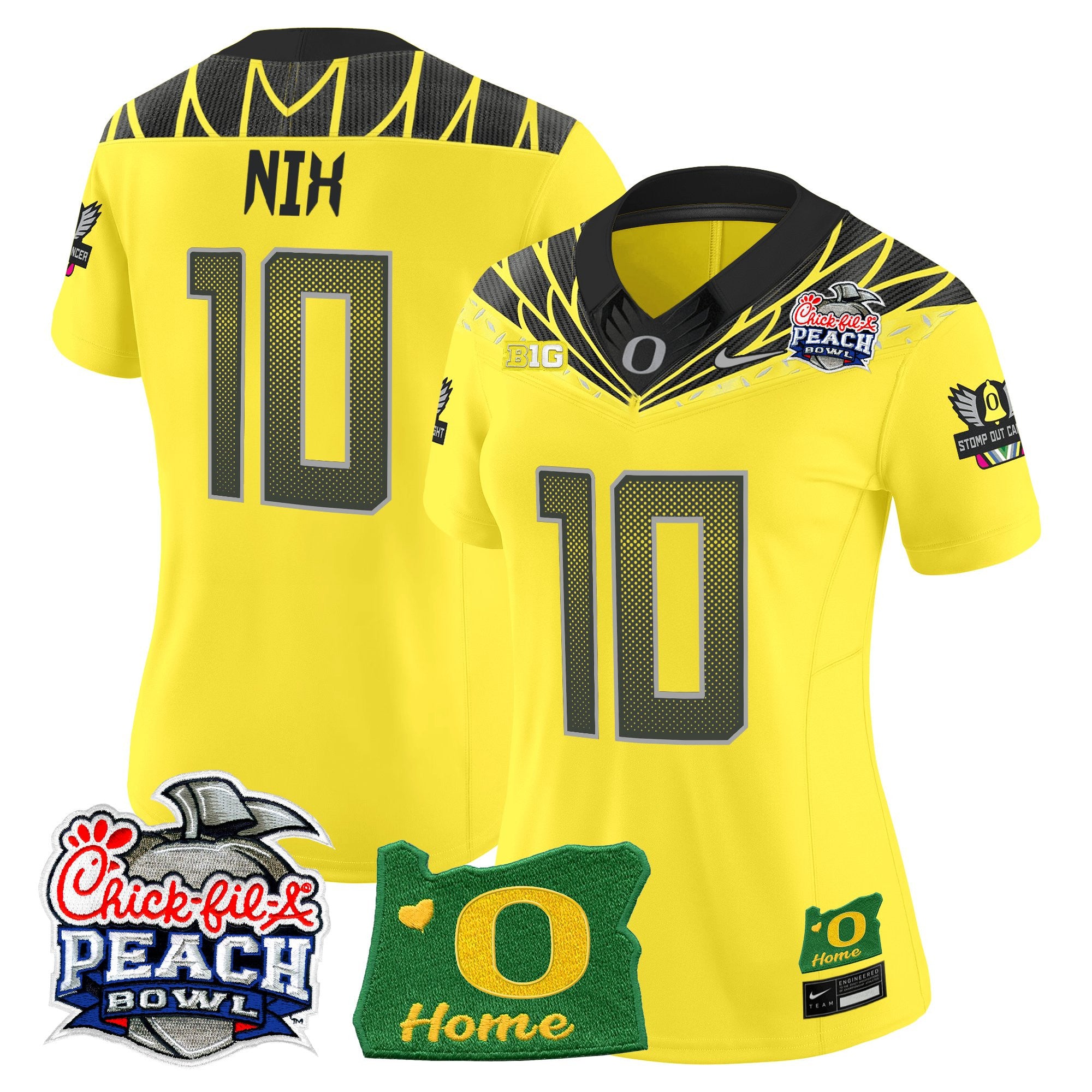 Women's Oregon Ducks 2026 Peach Bowl & Oregon State Patch Vapor Limited Jersey - All Stitched