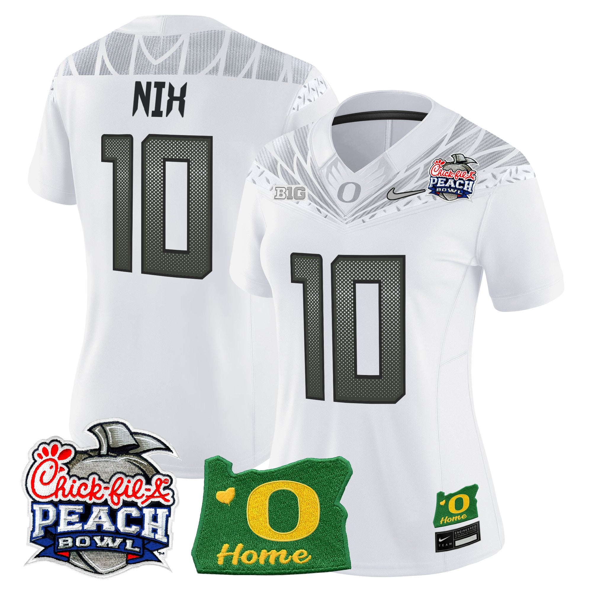 Women's Oregon Ducks 2026 Peach Bowl & Oregon State Patch Vapor Limited Jersey - All Stitched