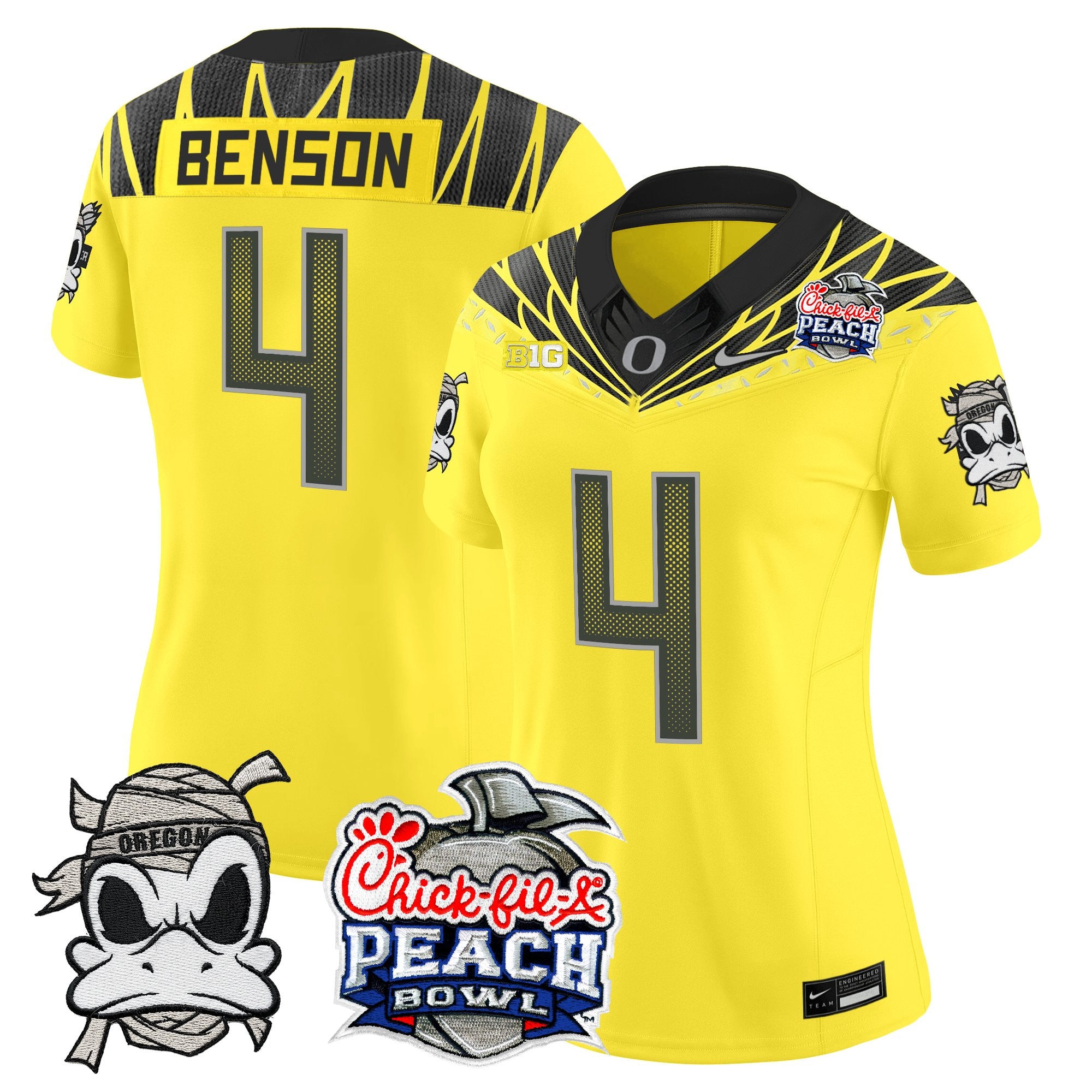 Women's Oregon Ducks "Mummy Duck" Vapor Limited Jersey - 2026 Peach Bowl Patch - All Stitched