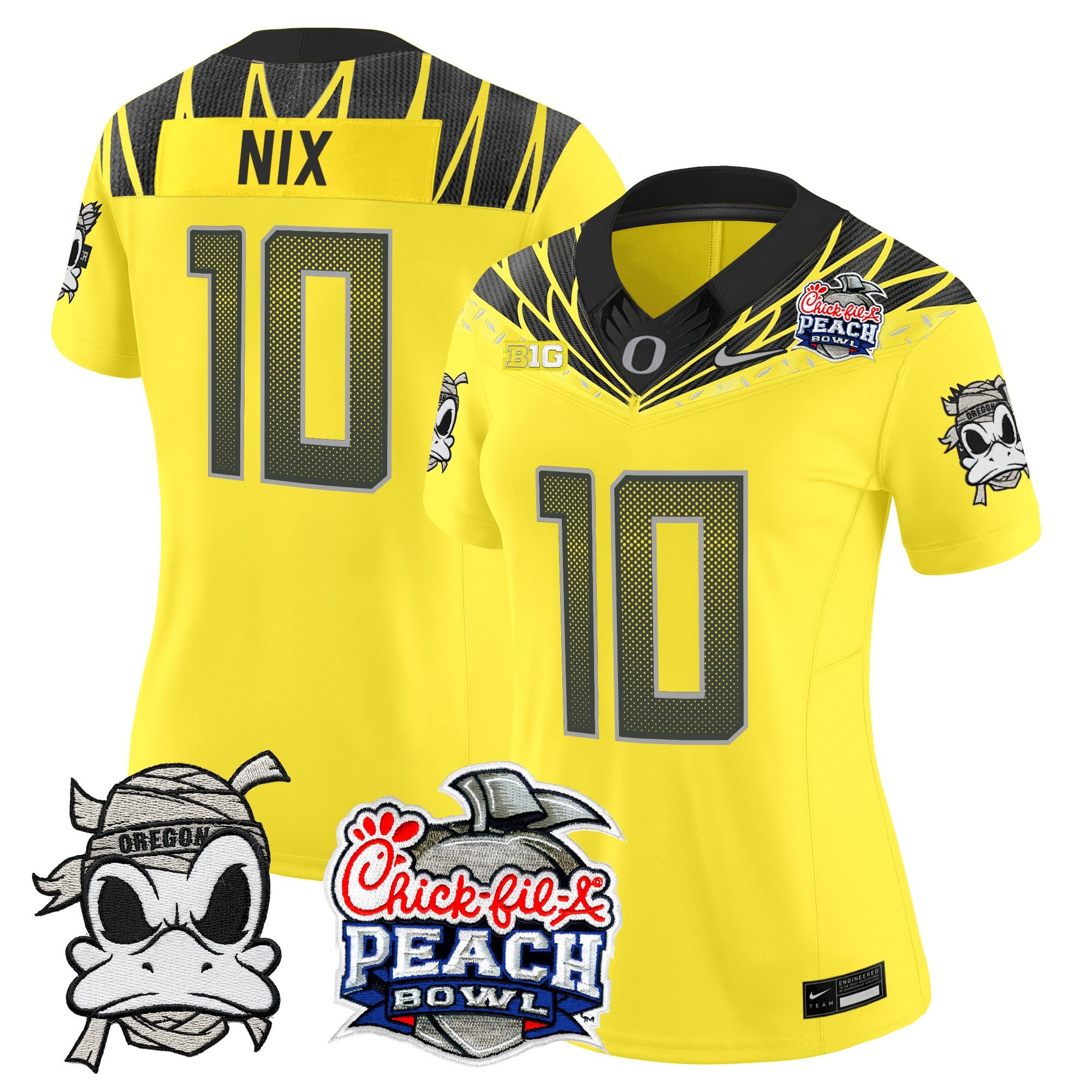 Women's Oregon Ducks "Mummy Duck" Vapor Limited Jersey - 2026 Peach Bowl Patch - All Stitched