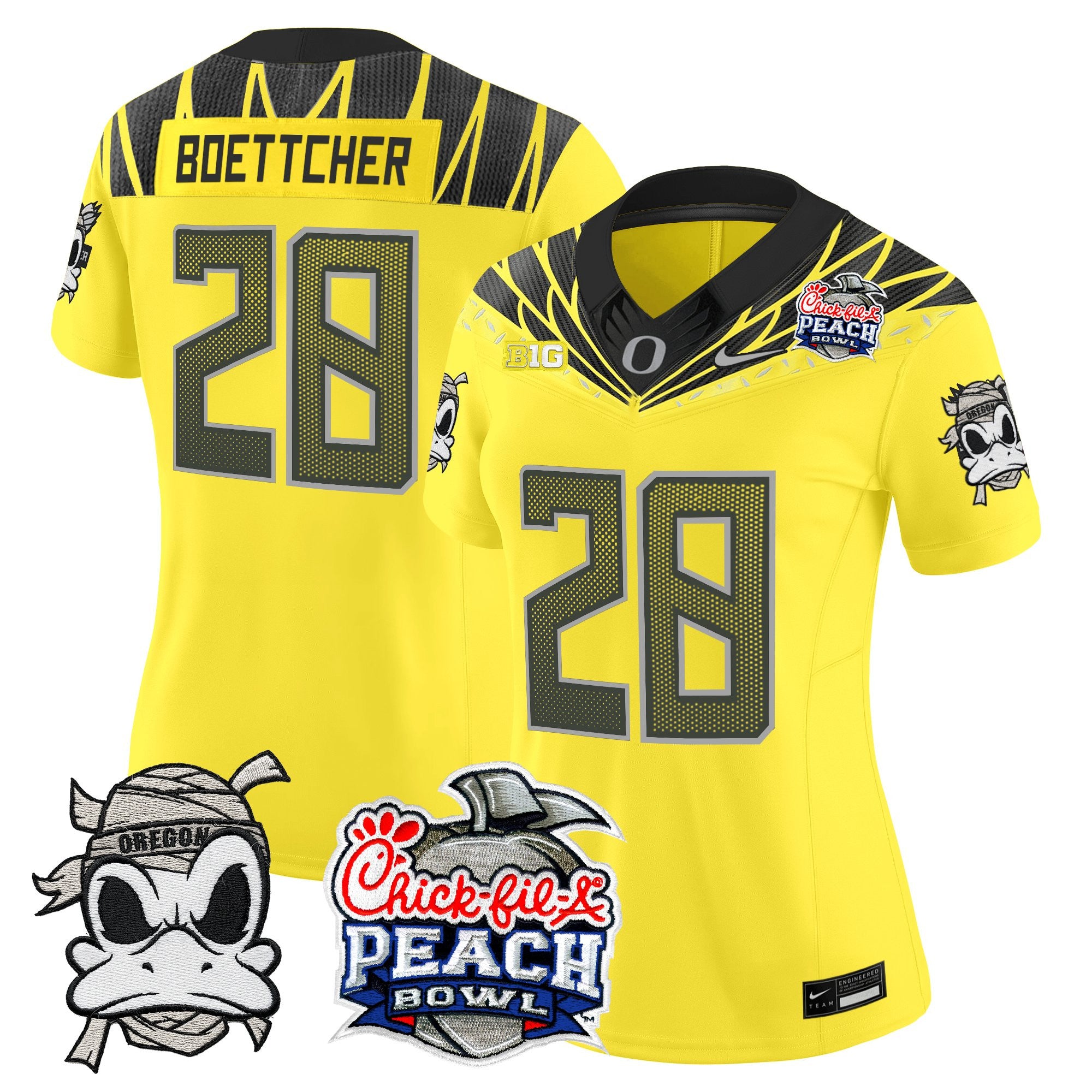 Women's Oregon Ducks "Mummy Duck" Vapor Limited Jersey - 2026 Peach Bowl Patch - All Stitched
