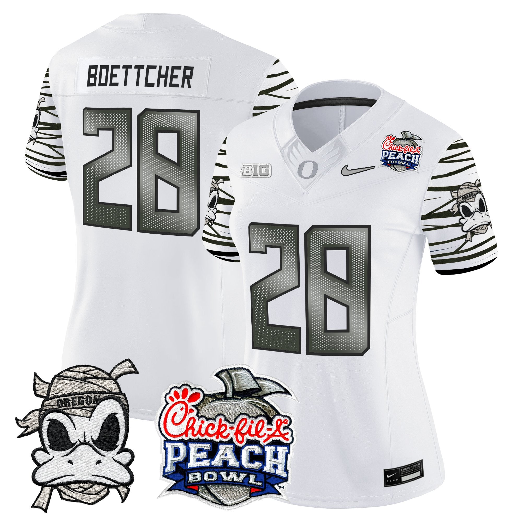 Women's Oregon Ducks "Mummy Duck" Vapor Limited Jersey - 2026 Peach Bowl Patch - All Stitched