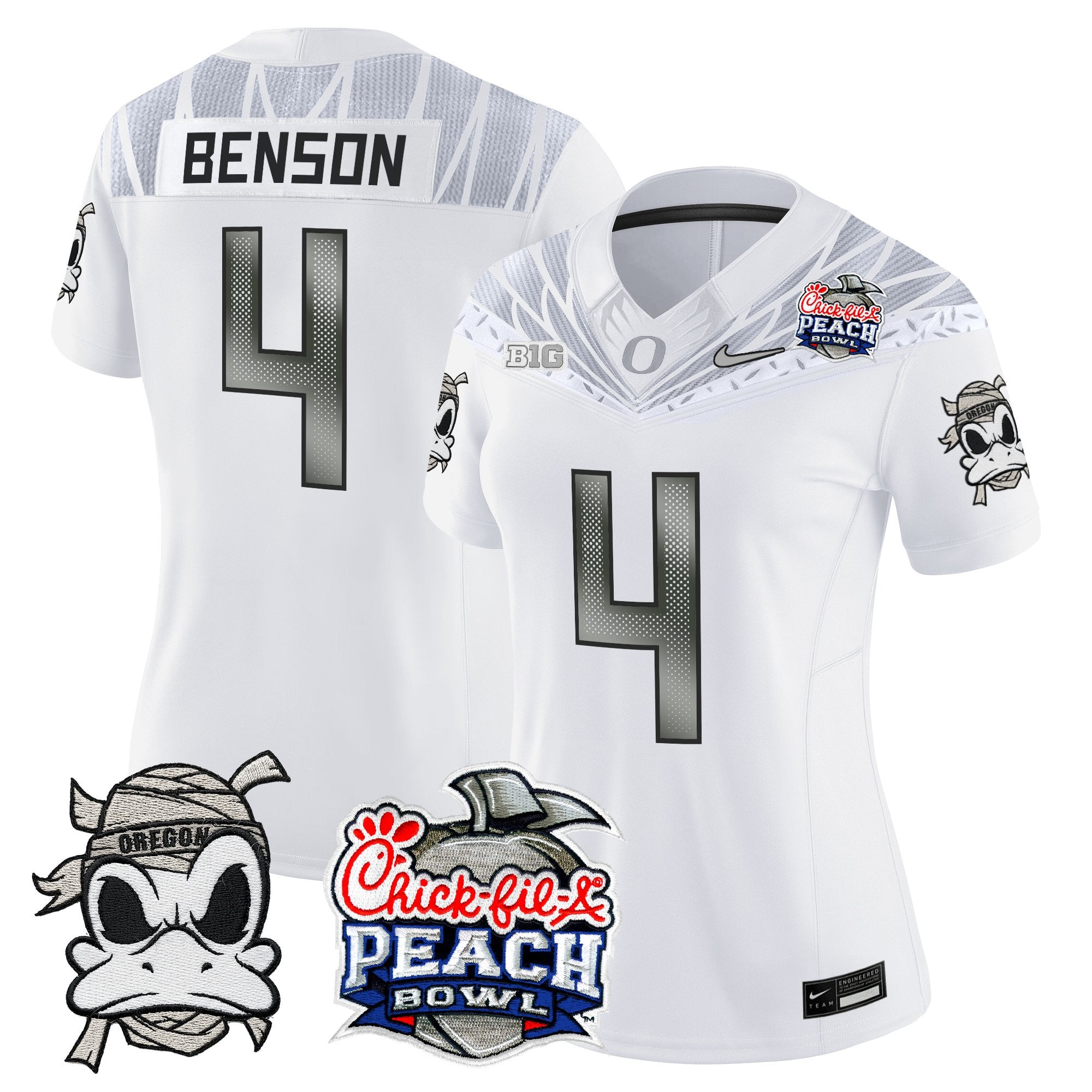 Women's Oregon Ducks "Mummy Duck" Vapor Limited Jersey - 2026 Peach Bowl Patch - All Stitched