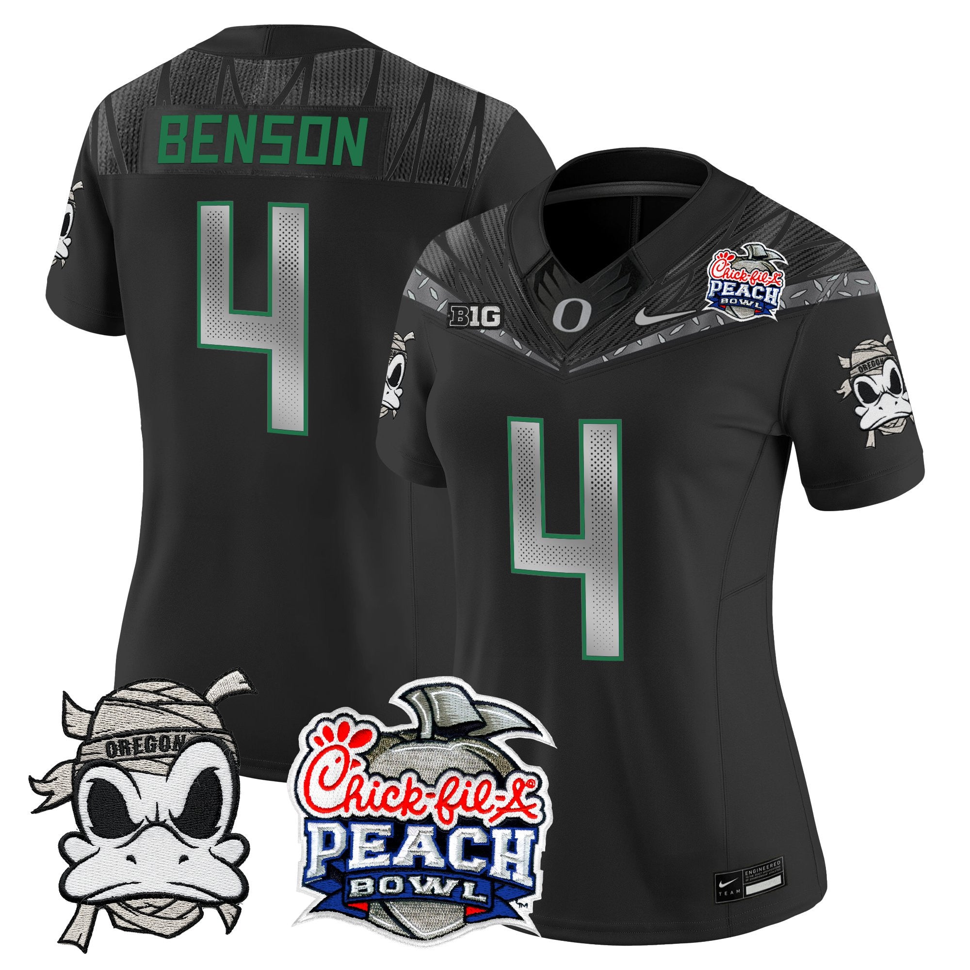 Women's Oregon Ducks "Mummy Duck" Vapor Limited Jersey - 2026 Peach Bowl Patch - All Stitched