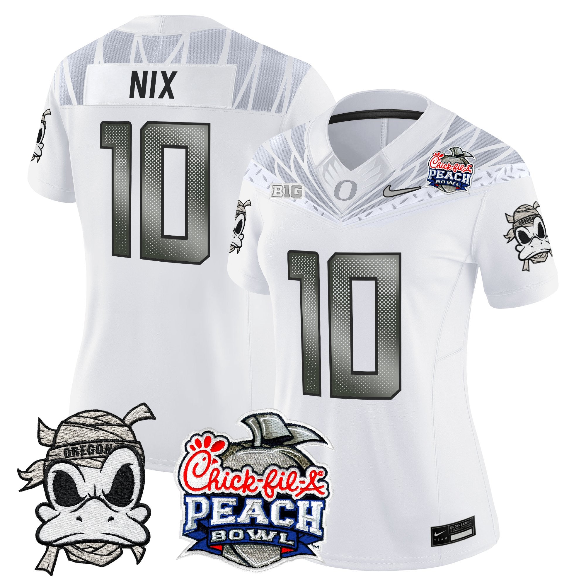 Women's Oregon Ducks "Mummy Duck" Vapor Limited Jersey - 2026 Peach Bowl Patch - All Stitched