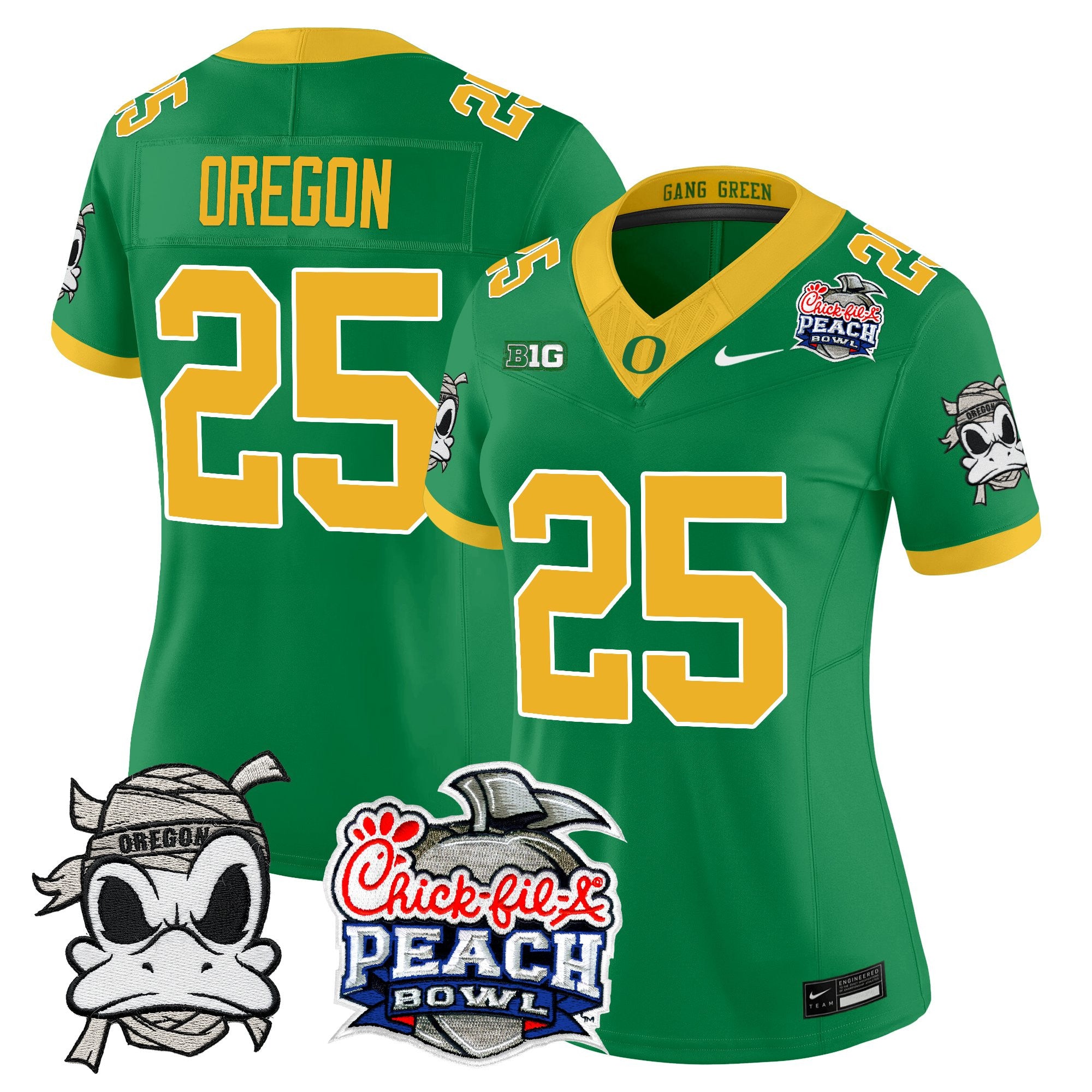 Women's Oregon Ducks "Mummy Duck" Vapor Limited Jersey - 2026 Peach Bowl Patch - All Stitched