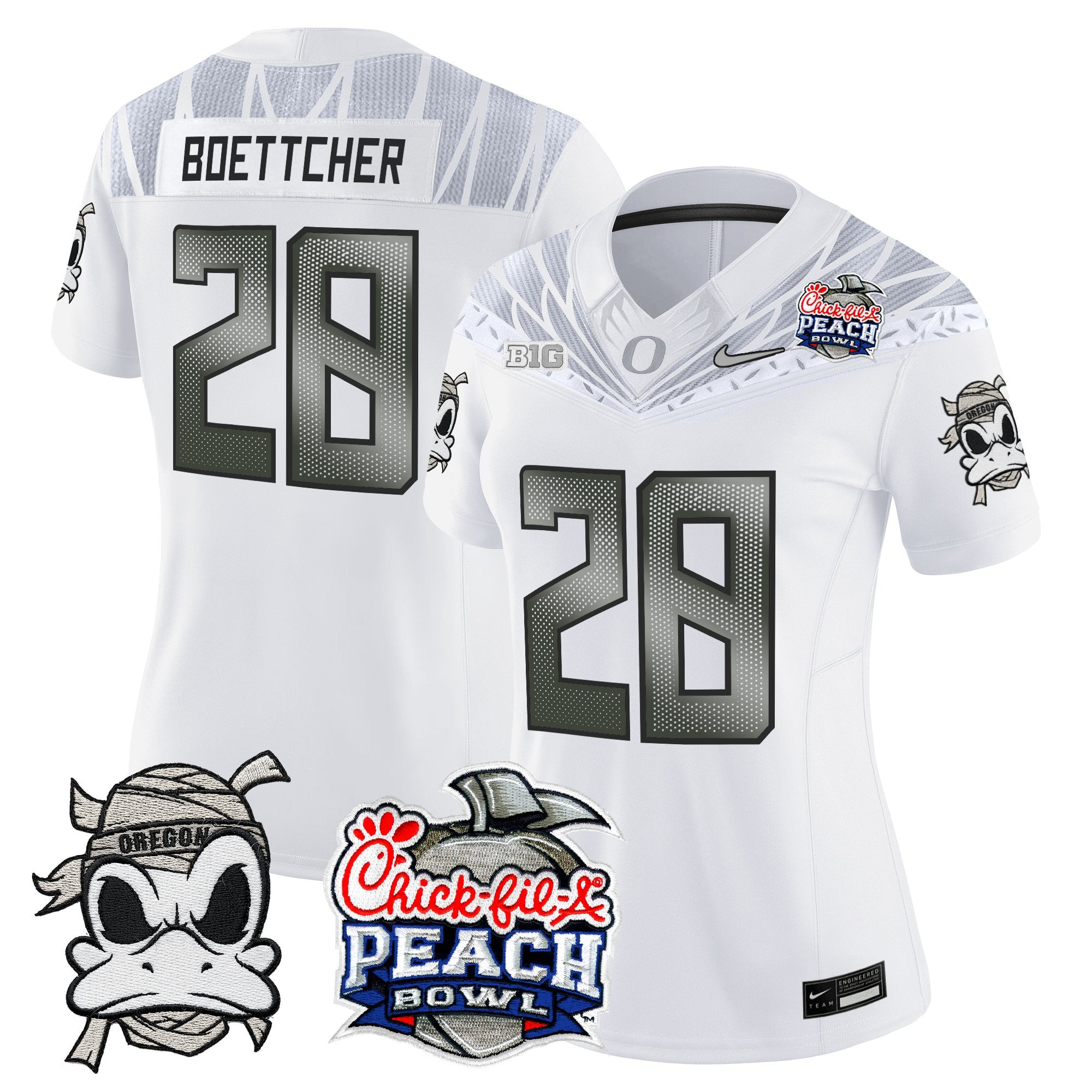 Women's Oregon Ducks "Mummy Duck" Vapor Limited Jersey - 2026 Peach Bowl Patch - All Stitched