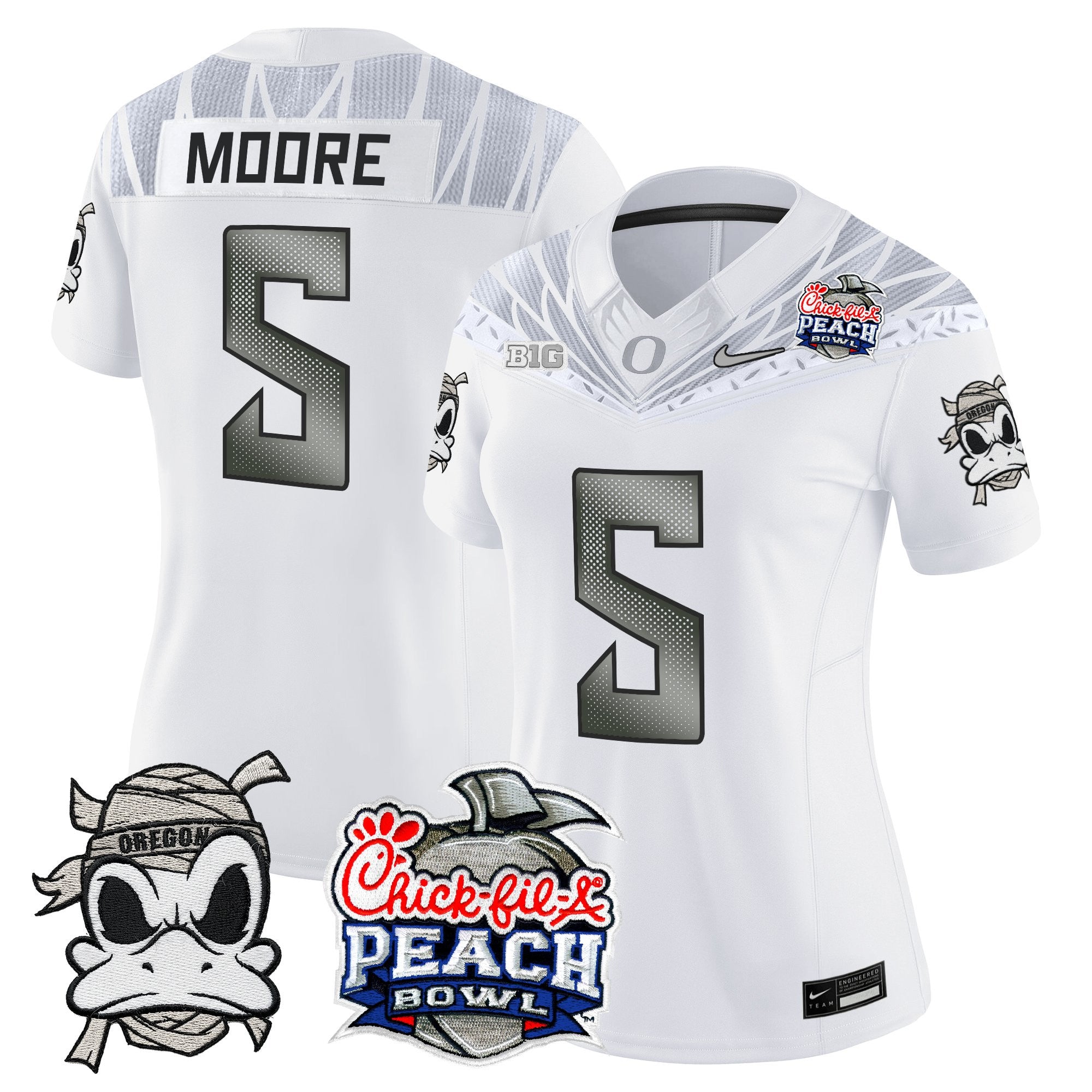 Women's Oregon Ducks "Mummy Duck" Vapor Limited Jersey - 2026 Peach Bowl Patch - All Stitched